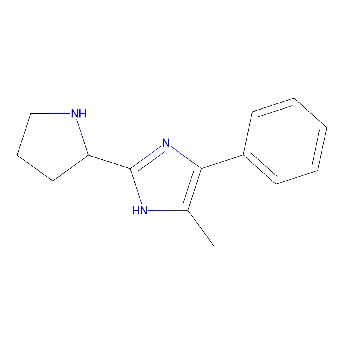 5-methyl-4-phenyl-2-(pyrrolidin-2-yl)-1H-imidazole molecular structure, CAS 1153103-65-1