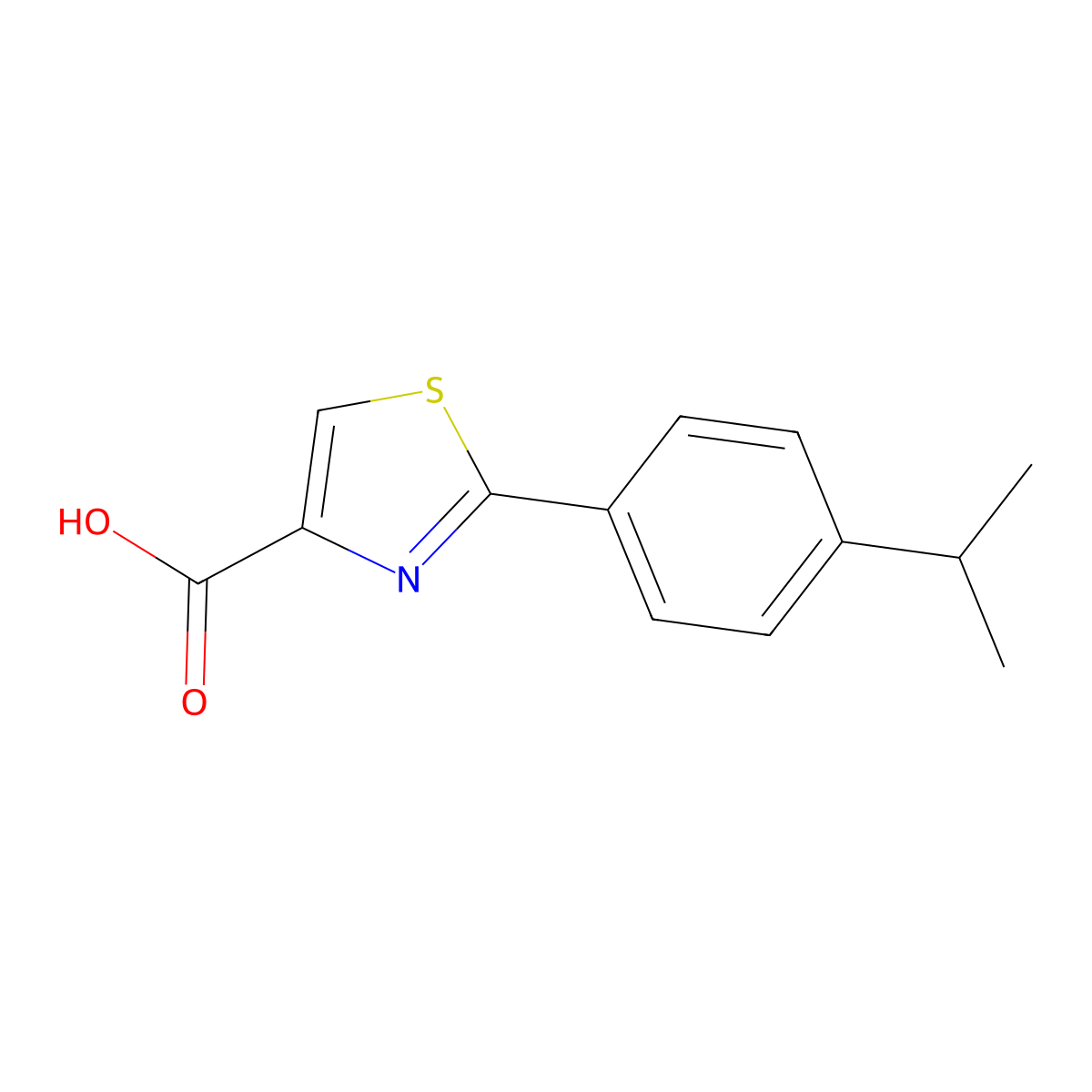 2-(4-(1-Methylethyl)phenyl)-4-thiazolecarboxylic acid molecular structure, CAS 115311-26-7