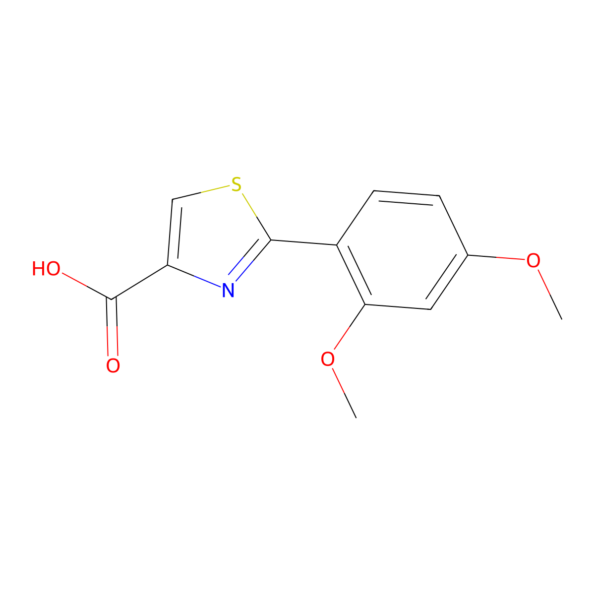 2-(2,4-Dimethoxyphenyl)-1,3-thiazole-4-carboxylic acid molecular structure, CAS 115311-31-4