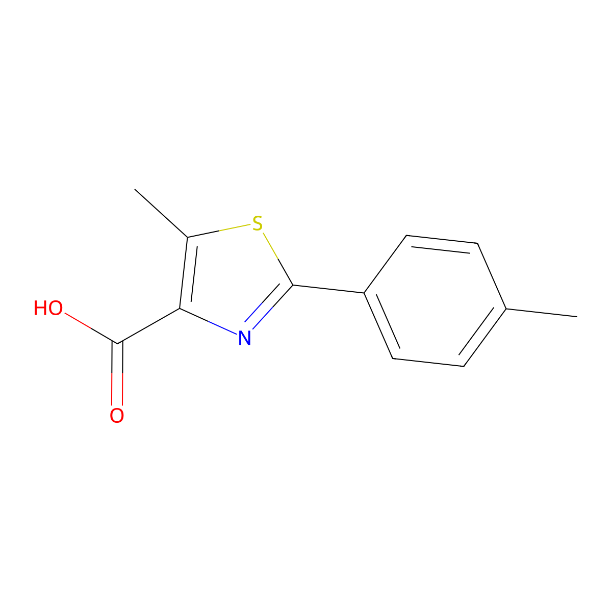 5-Methyl-2-(4-methylphenyl)-1,3-thiazole-4-carboxylic acid molecular structure, CAS 115311-38-1