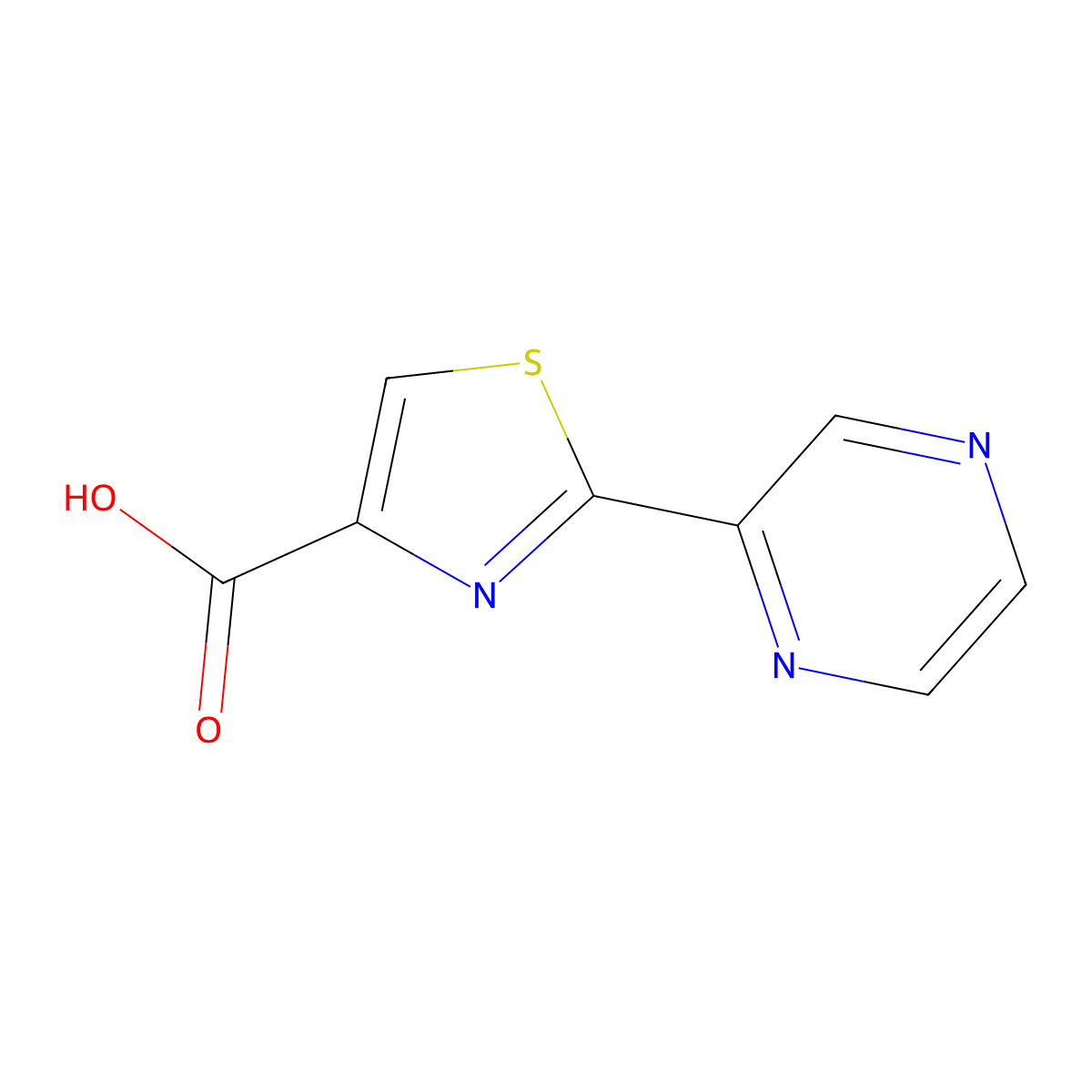 2-(Pyrazin-2-yl)-1,3-thiazole-4-carboxylic acid molecular structure, CAS 115311-44-9