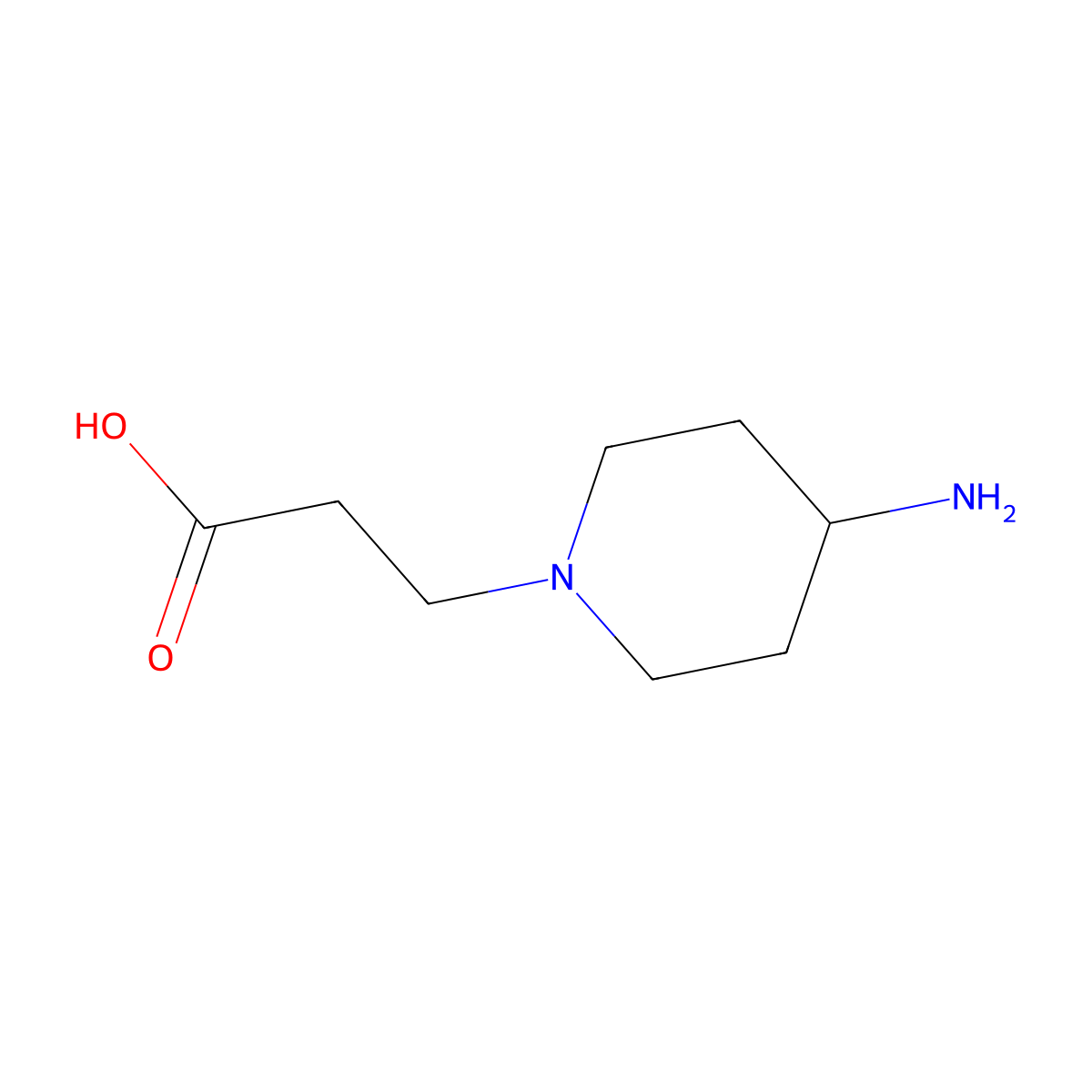 3-(4-Aminopiperidin-1-yl)propanoic acid molecular structure, CAS 1153134-39-4
