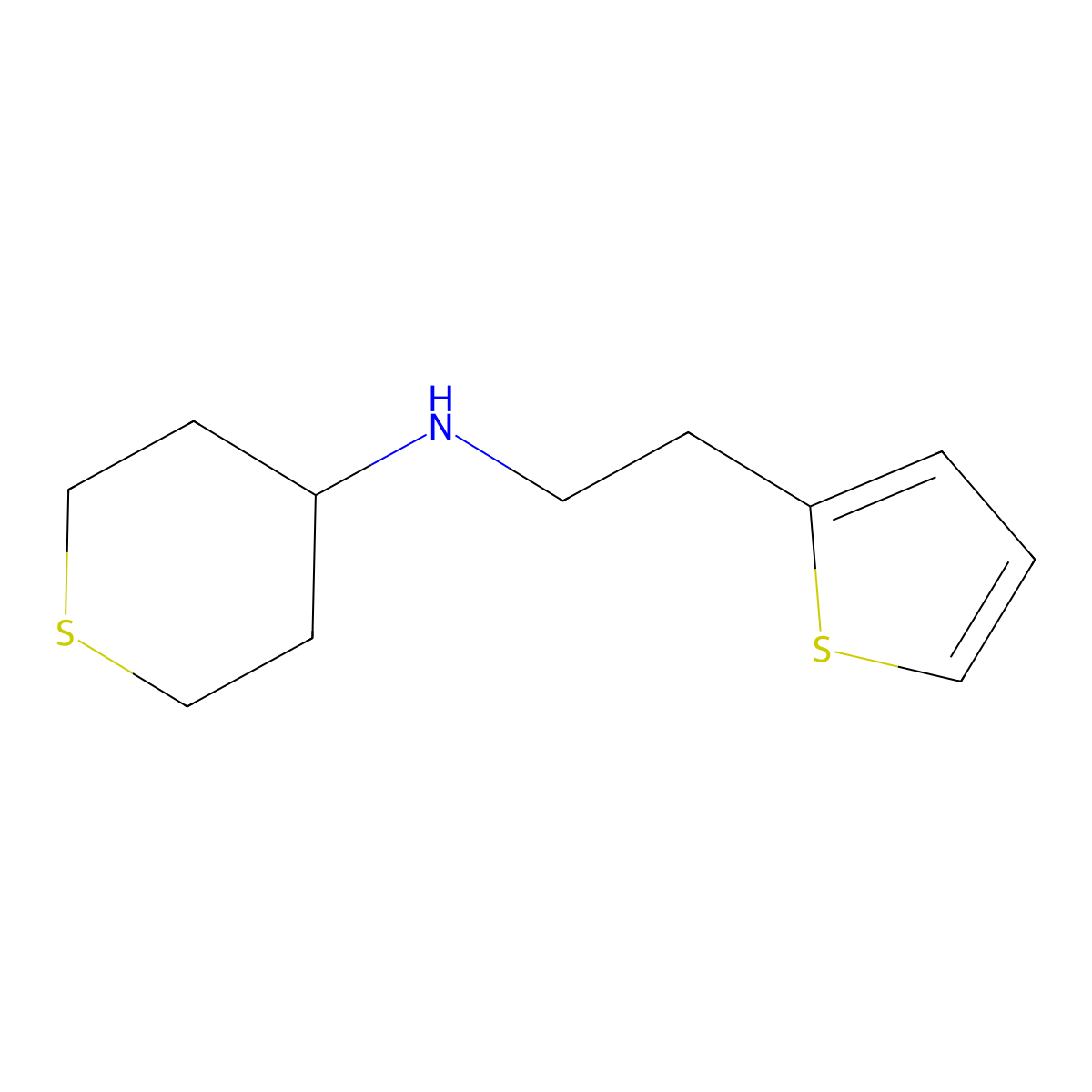 N-[2-(Thiophen-2-yl)ethyl]thian-4-amine molecular structure, CAS 1153144-80-9