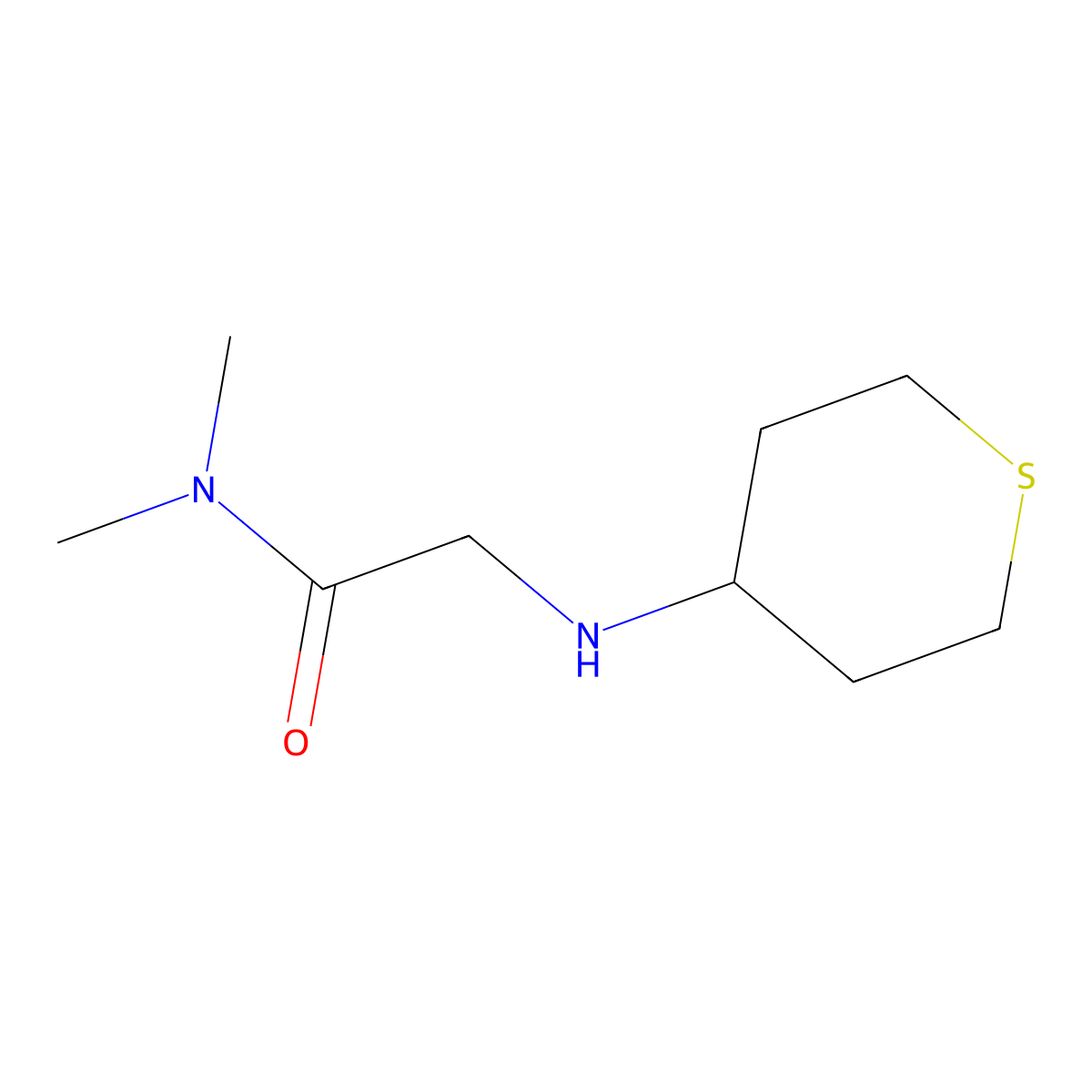 N,N-Dimethyl-2-((tetrahydro-2H-thiopyran-4-yl)amino)acetamide molecular structure, CAS 1153145-52-8