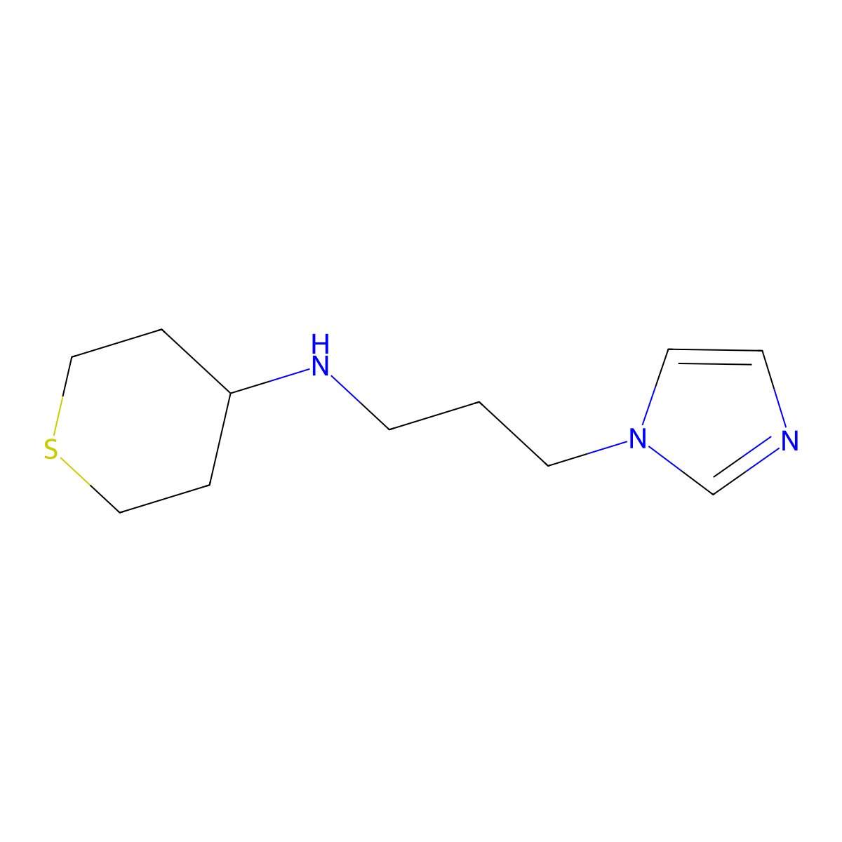 N-[3-(1H-imidazol-1-yl)propyl]thian-4-amine molecular structure, CAS 1153148-43-6