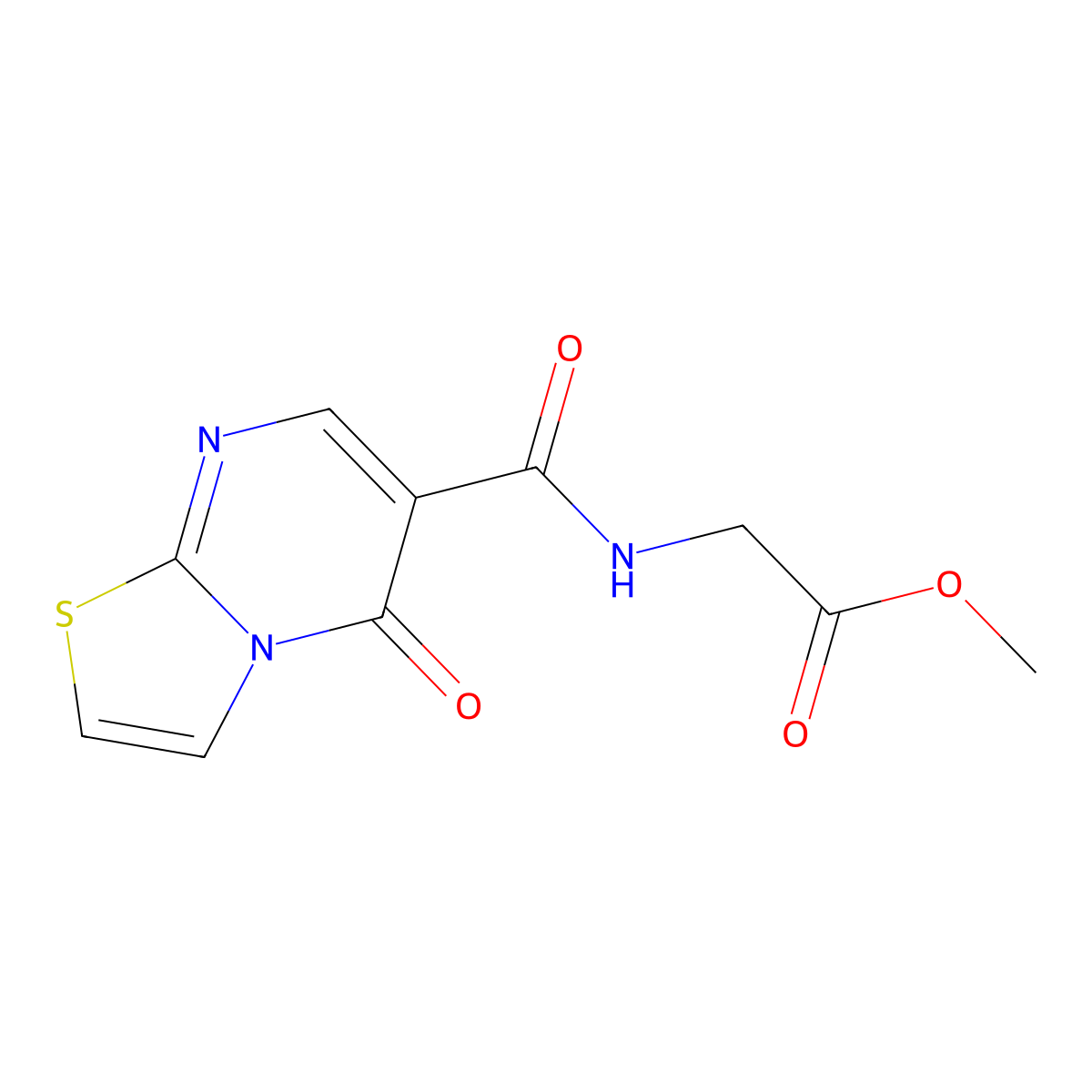 methyl N-[(5-oxo-5H-[1,3]thiazolo[3,2-a]pyrimidin-6-yl)carbonyl]glycinate molecular structure, CAS 1153149-38-2