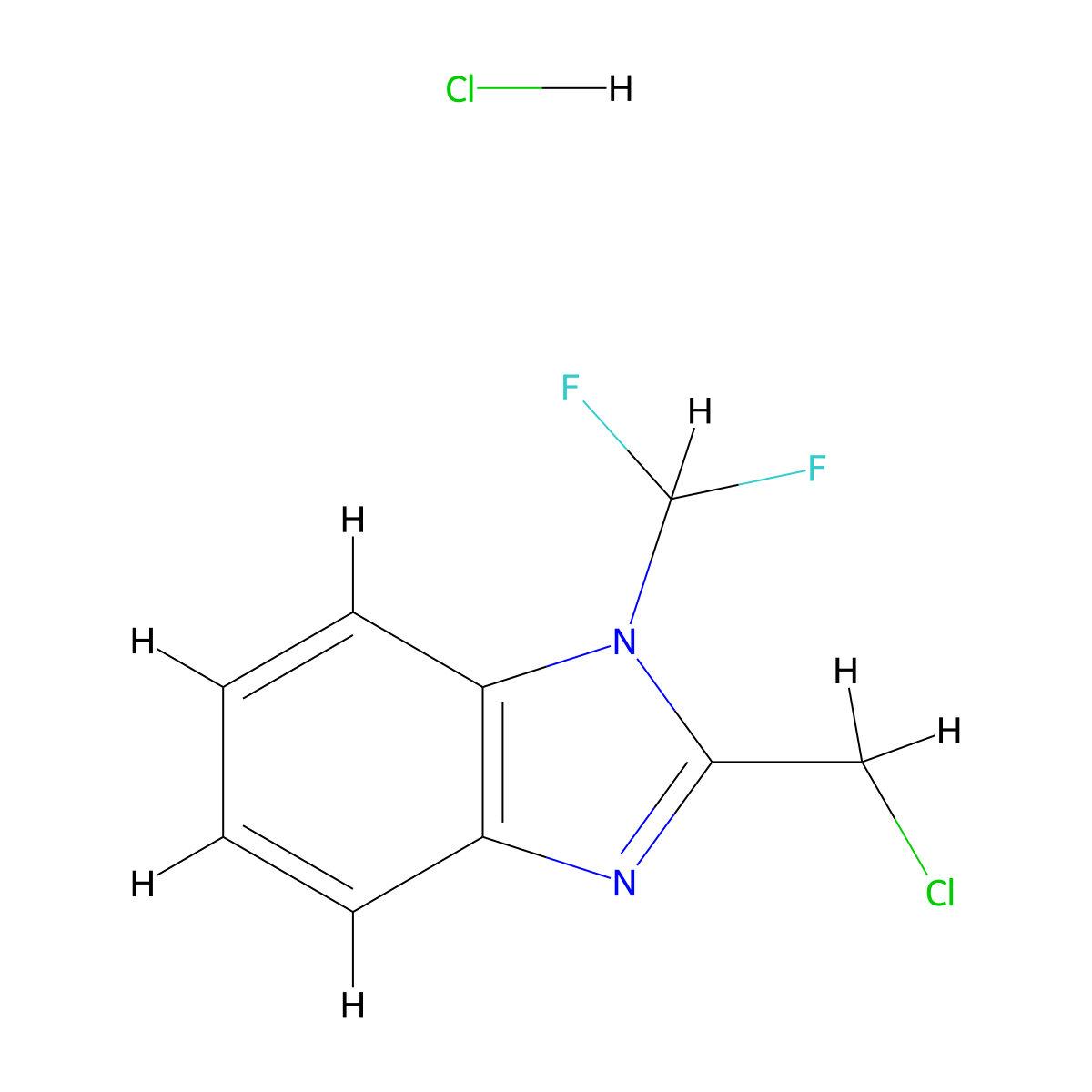 2-(chloromethyl)-1-(difluoromethyl)-1H-1,3-benzodiazole hydrochloride molecular structure, CAS 1153151-54-2