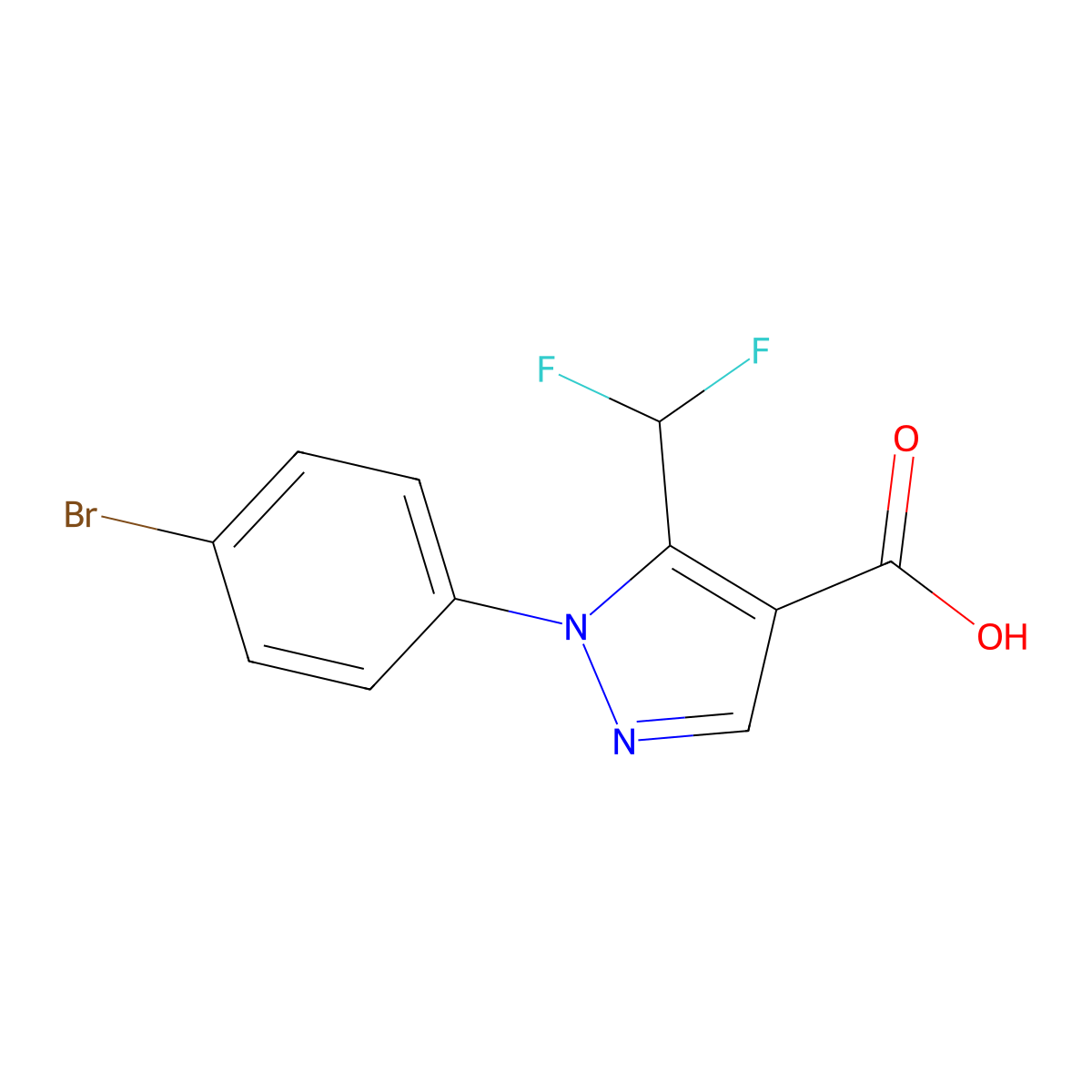 1-(4-bromophenyl)-5-(difluoromethyl)-1H-pyrazole-4-carboxylic acid molecular structure, CAS 1153153-65-1