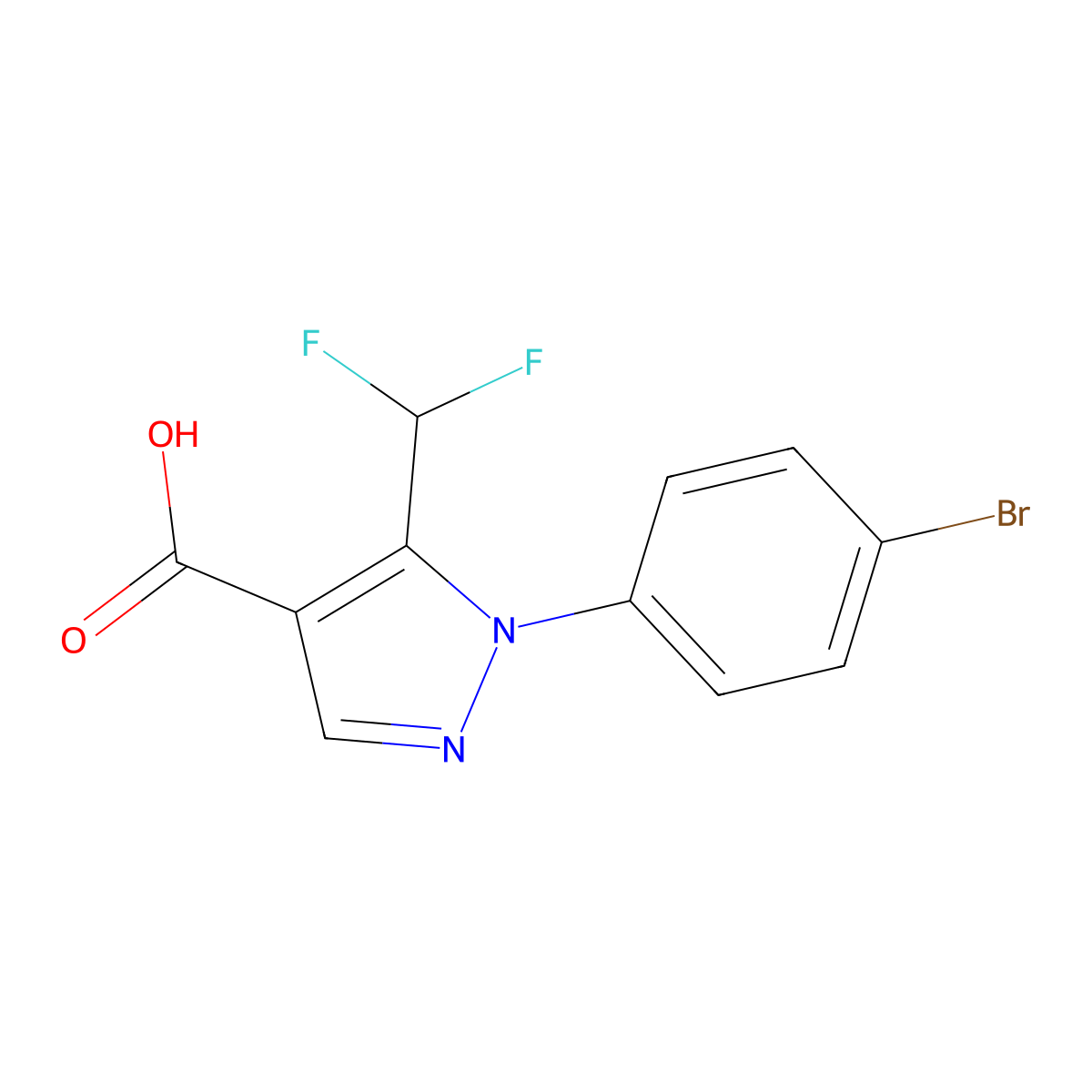 1-(4-bromophenyl)-5-(difluoromethyl)-1H-pyrazole-4-carboxylic acid molecular structure, CAS 1153153-65-1