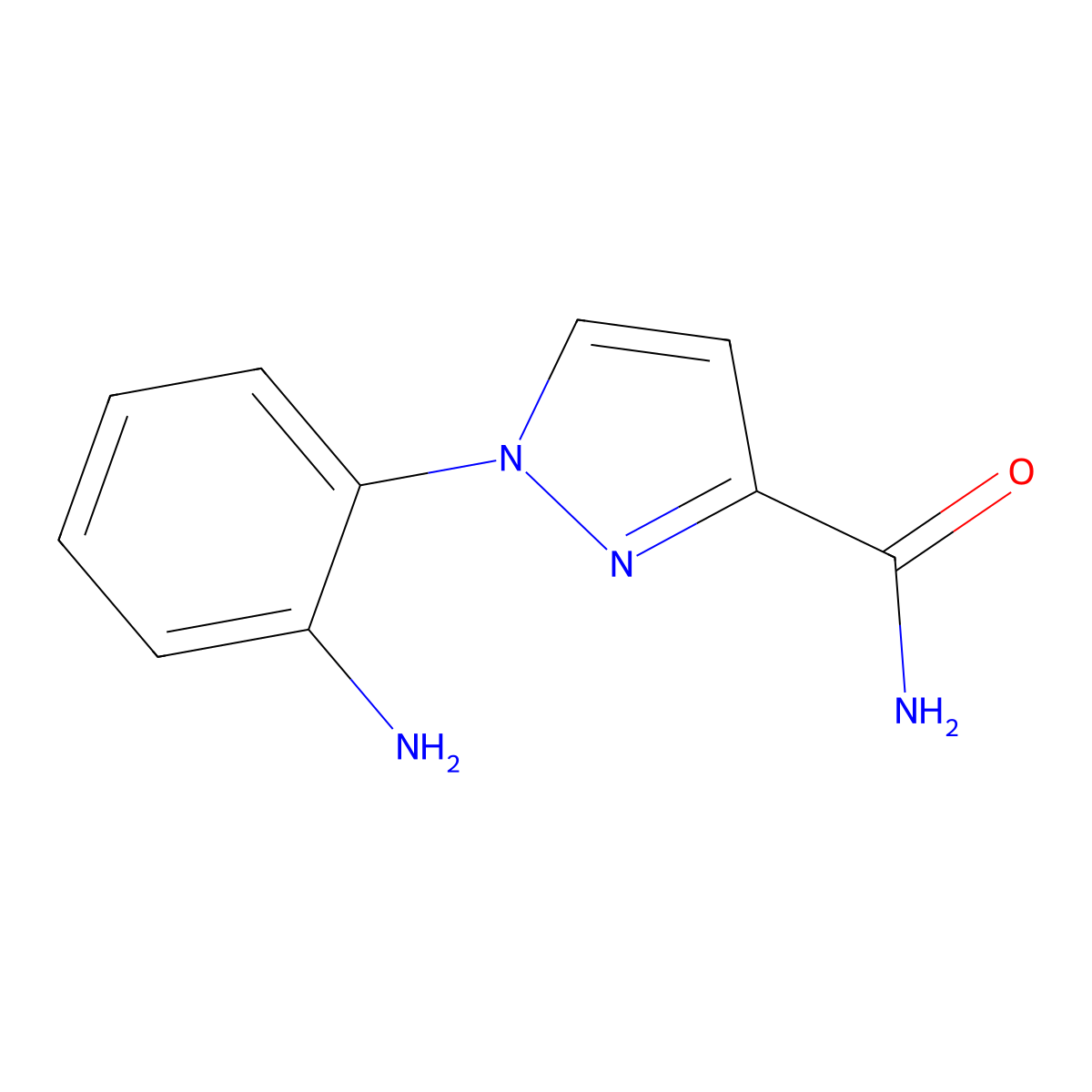 1-(2-aminophenyl)-1H-pyrazole-3-carboxamide molecular structure, CAS 1153157-48-2
