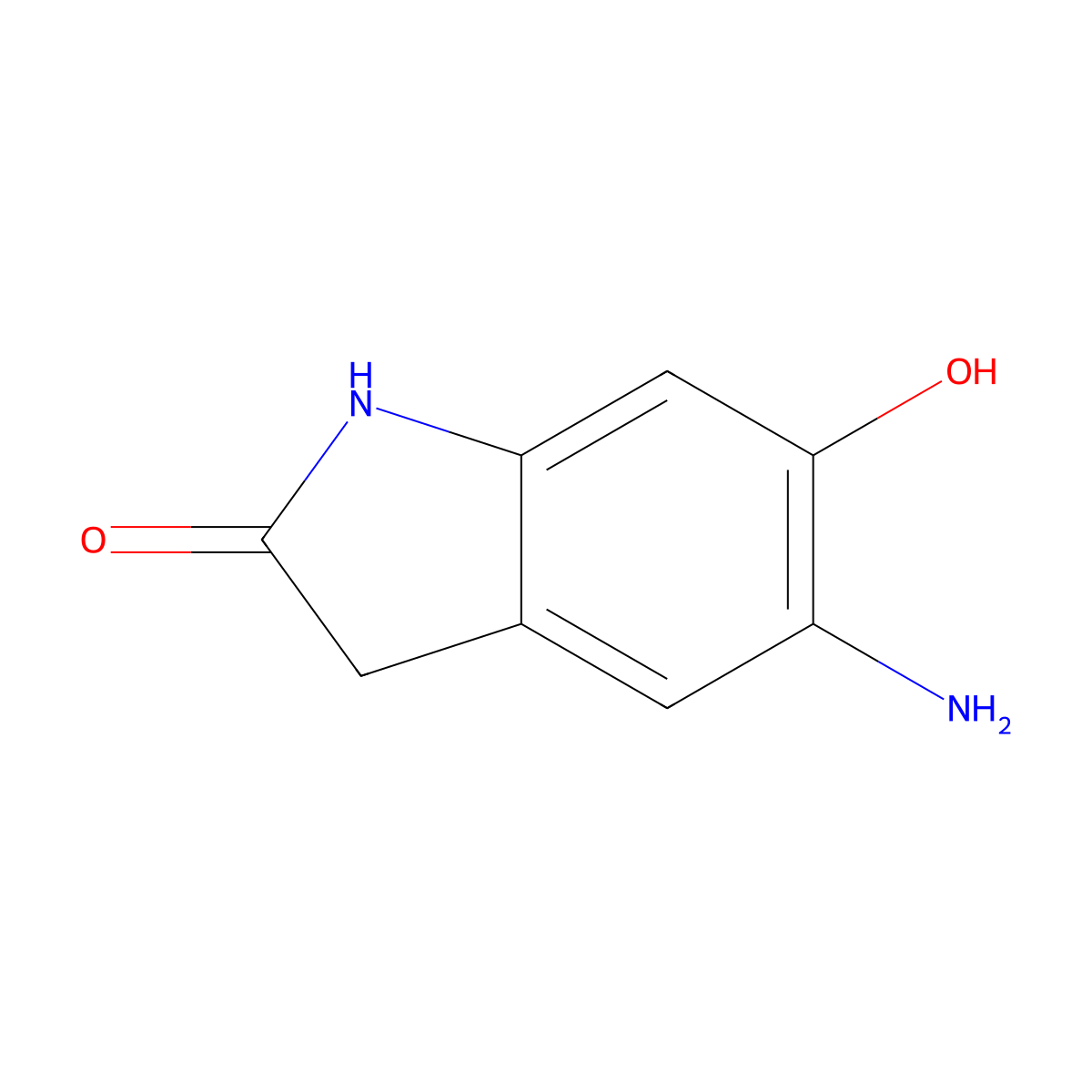 5-Amino-6-hydroxy-2,3-dihydro-1H-indol-2-one molecular structure, CAS 1153157-62-0