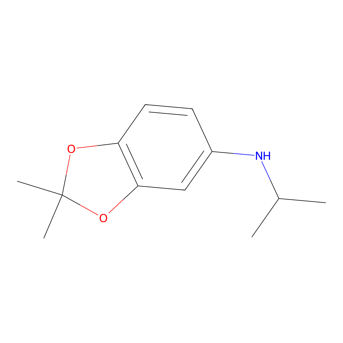 2,2-dimethyl-N-(propan-2-yl)-1,3-dioxaindan-5-amine molecular structure, CAS 1153169-40-4