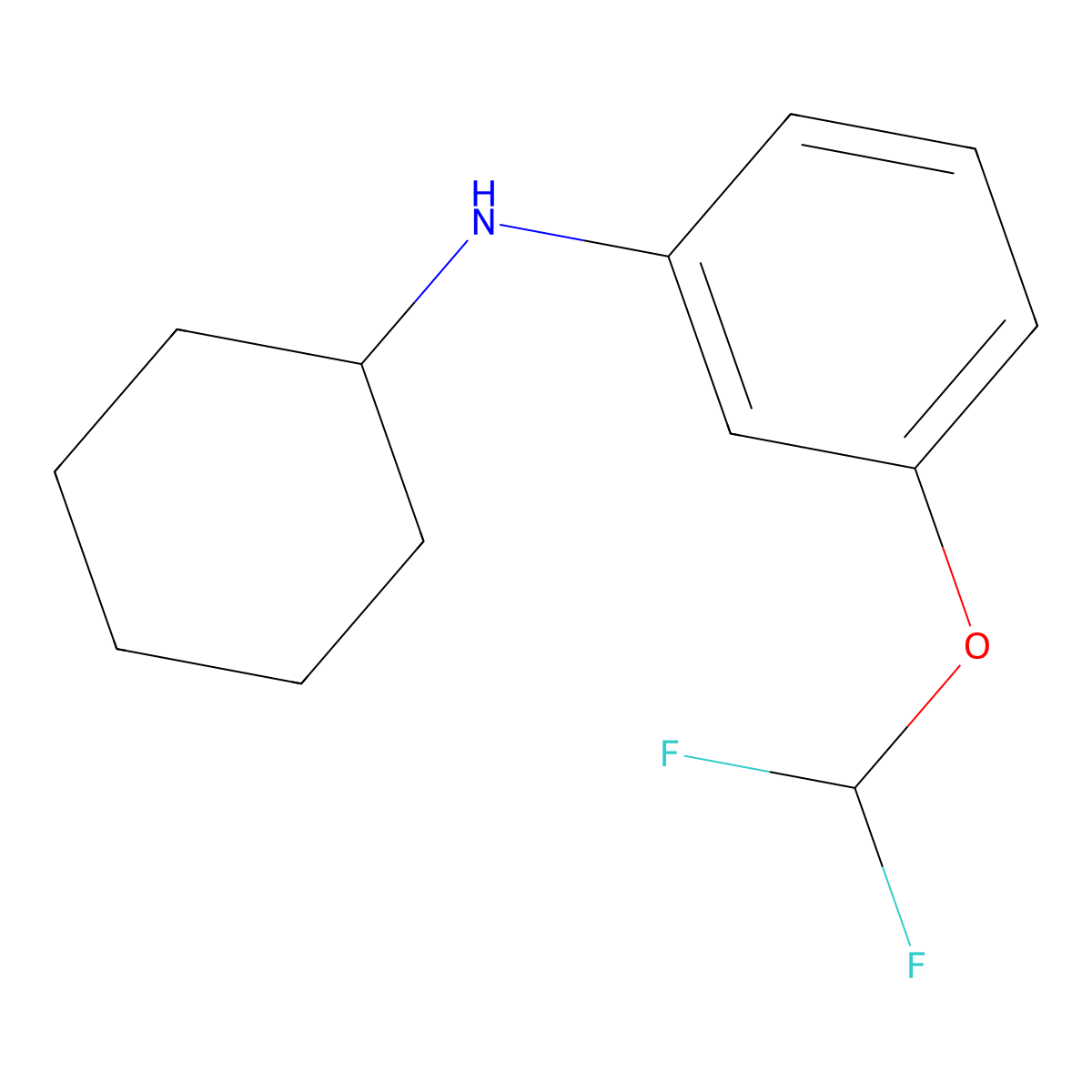 N-cyclohexyl-3-(difluoromethoxy)aniline molecular structure, CAS 1153182-56-9