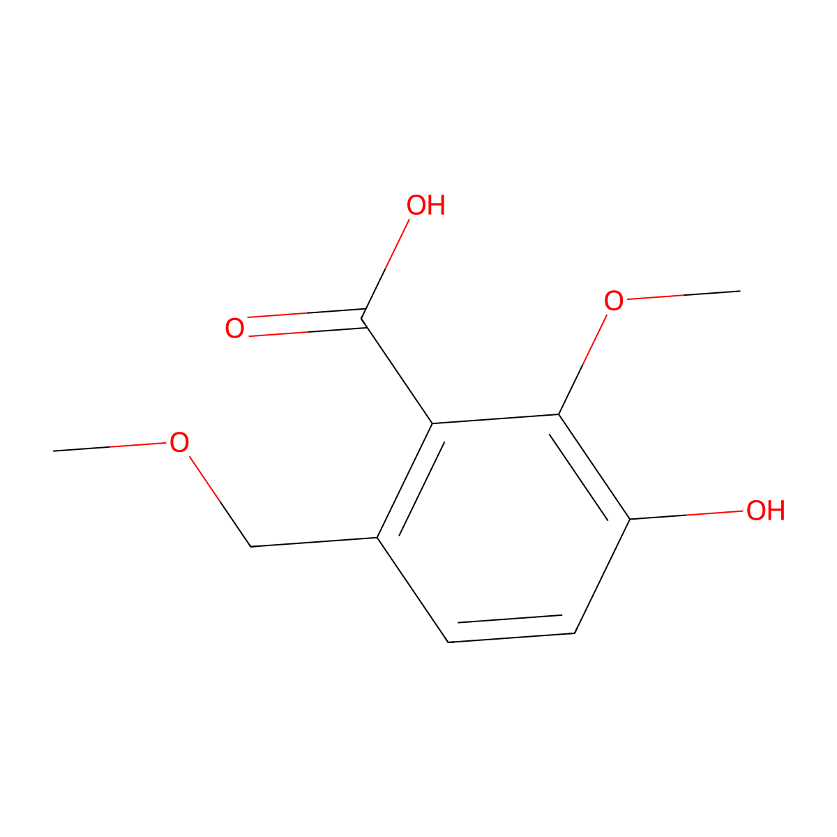 3-Hydroxy-2-methoxy-6-(methoxymethyl)benzoic acid molecular structure, CAS 115319-77-2