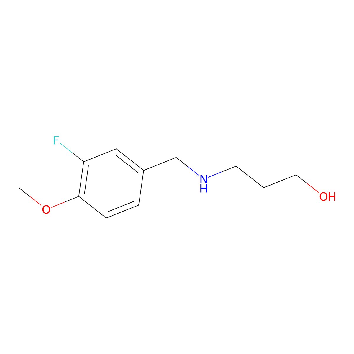 3-{[(3-Fluoro-4-methoxyphenyl)methyl]amino}propan-1-ol molecular structure, CAS 1153191-37-7