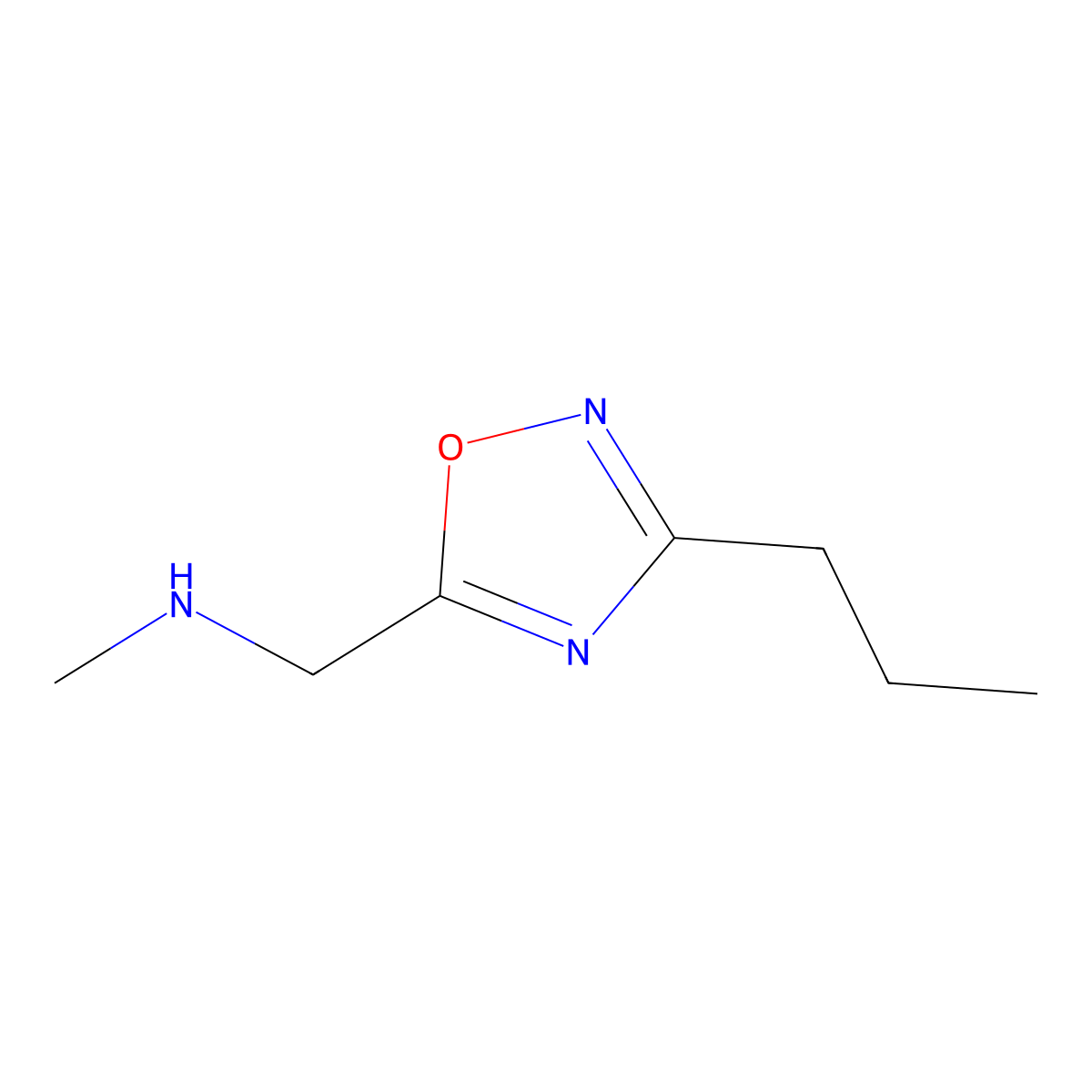 N-methyl-1-(3-propyl-1,2,4-oxadiazol-5-yl)methanamine molecular structure, CAS 1153191-56-0
