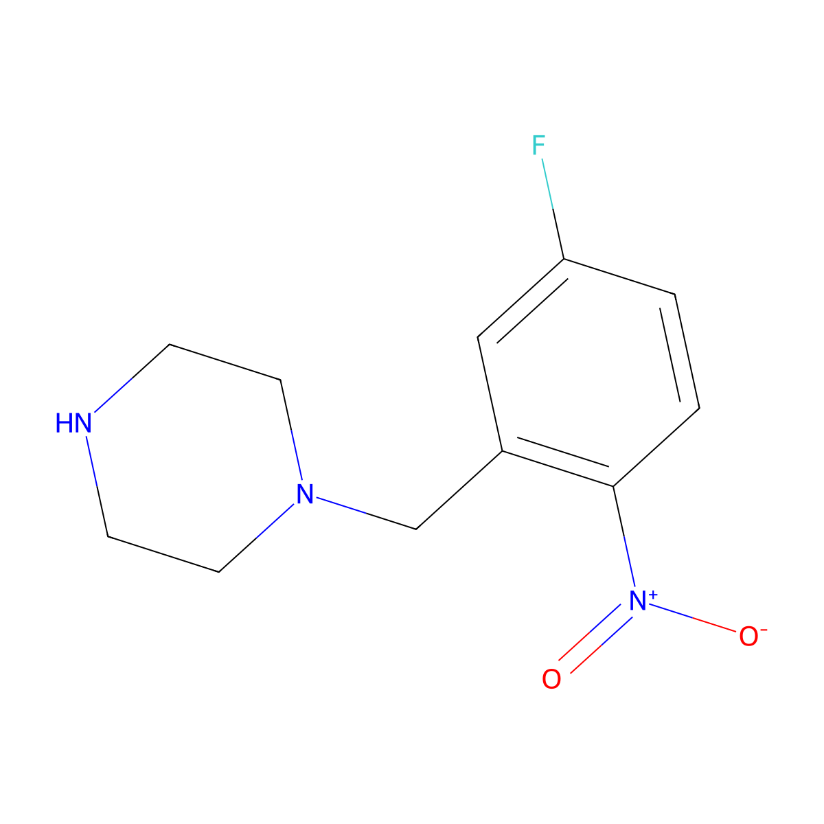 1-[(5-Fluoro-2-nitrophenyl)methyl]piperazine molecular structure, CAS 1153196-12-3
