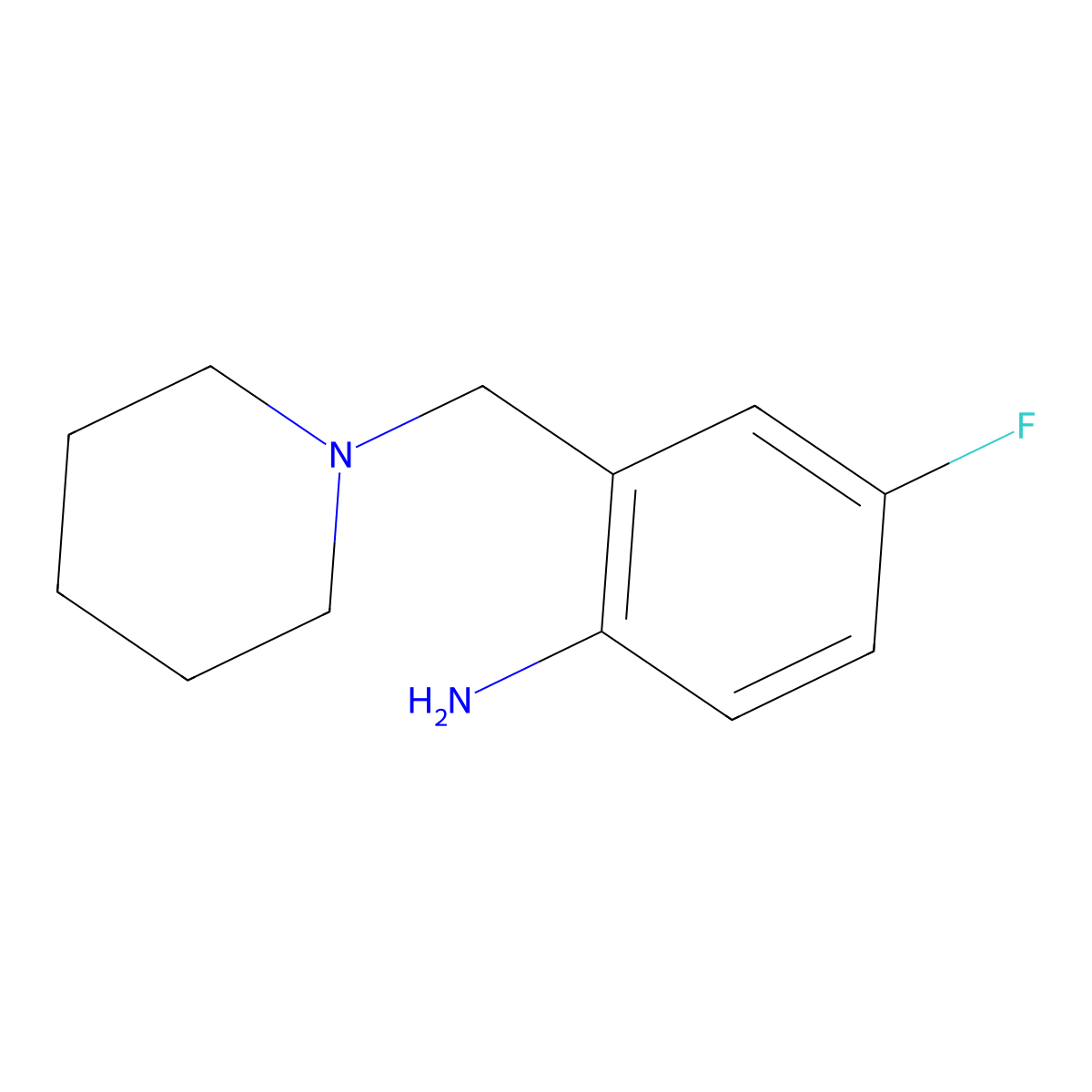 4-Fluoro-2-(piperidin-1-ylmethyl)aniline molecular structure, CAS 1153197-37-5
