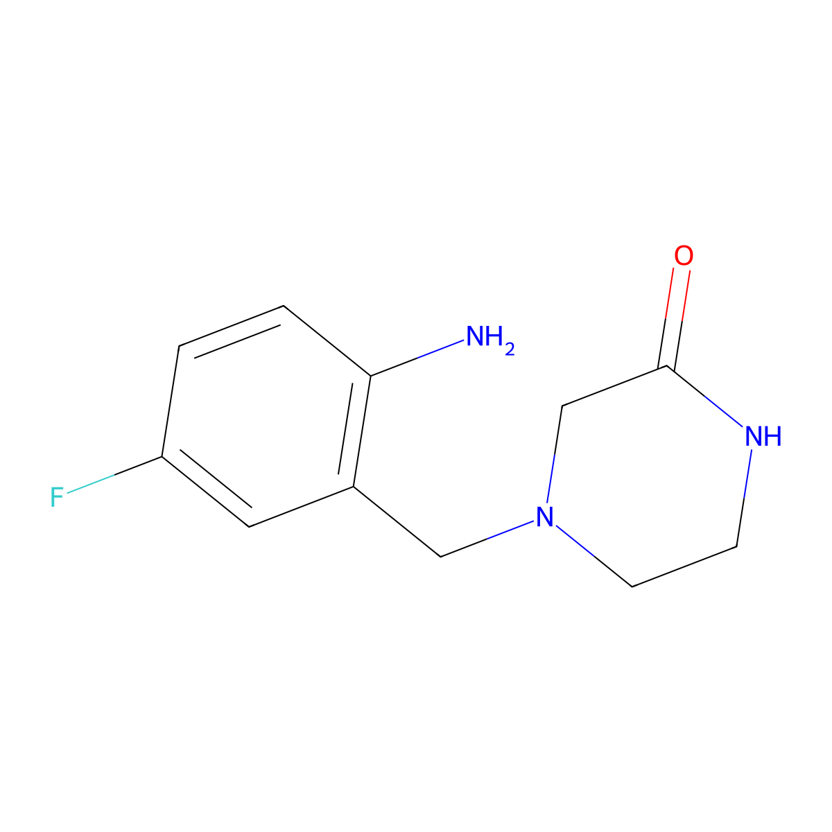 4-[(2-Amino-5-fluorophenyl)methyl]piperazin-2-one molecular structure, CAS 1153197-42-2