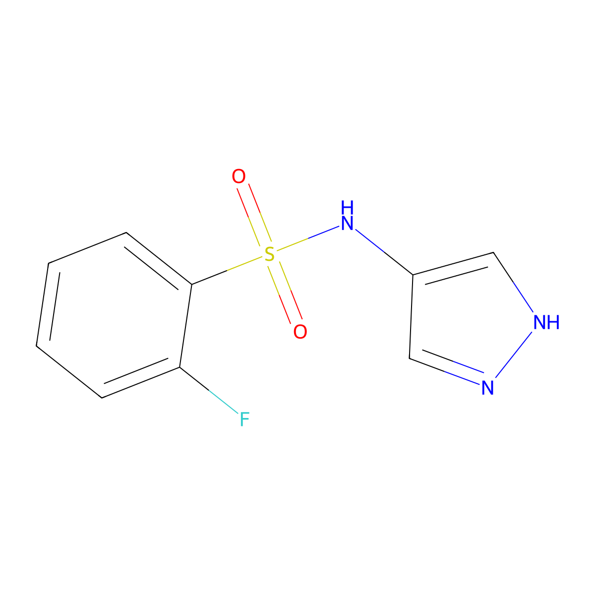 2-fluoro-N-(1H-pyrazol-4-yl)benzene-1-sulfonamide molecular structure, CAS 1153206-27-9