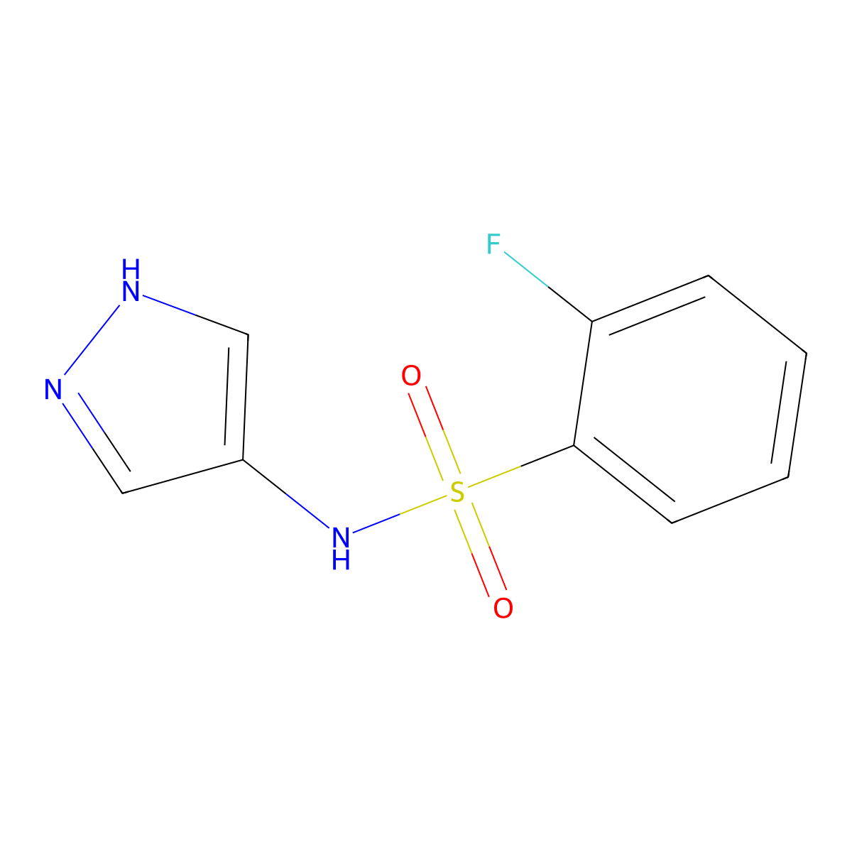 2-fluoro-N-(1H-pyrazol-4-yl)benzene-1-sulfonamide molecular structure, CAS 1153206-27-9