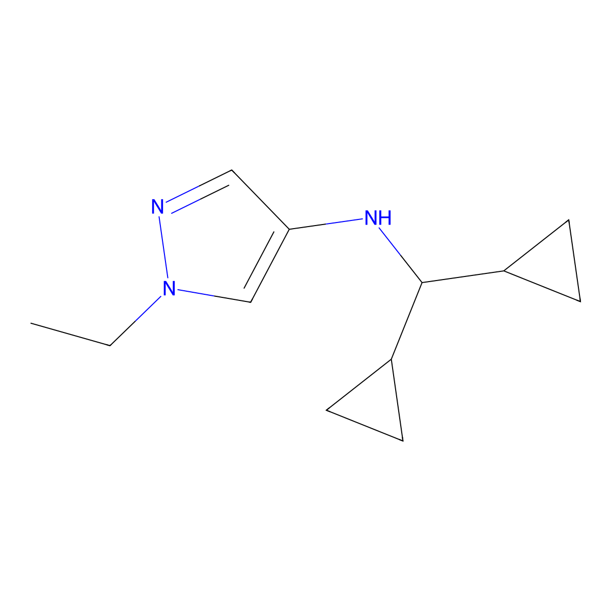 N-(Dicyclopropylmethyl)-1-ethyl-1H-pyrazol-4-amine molecular structure, CAS 1153206-29-1