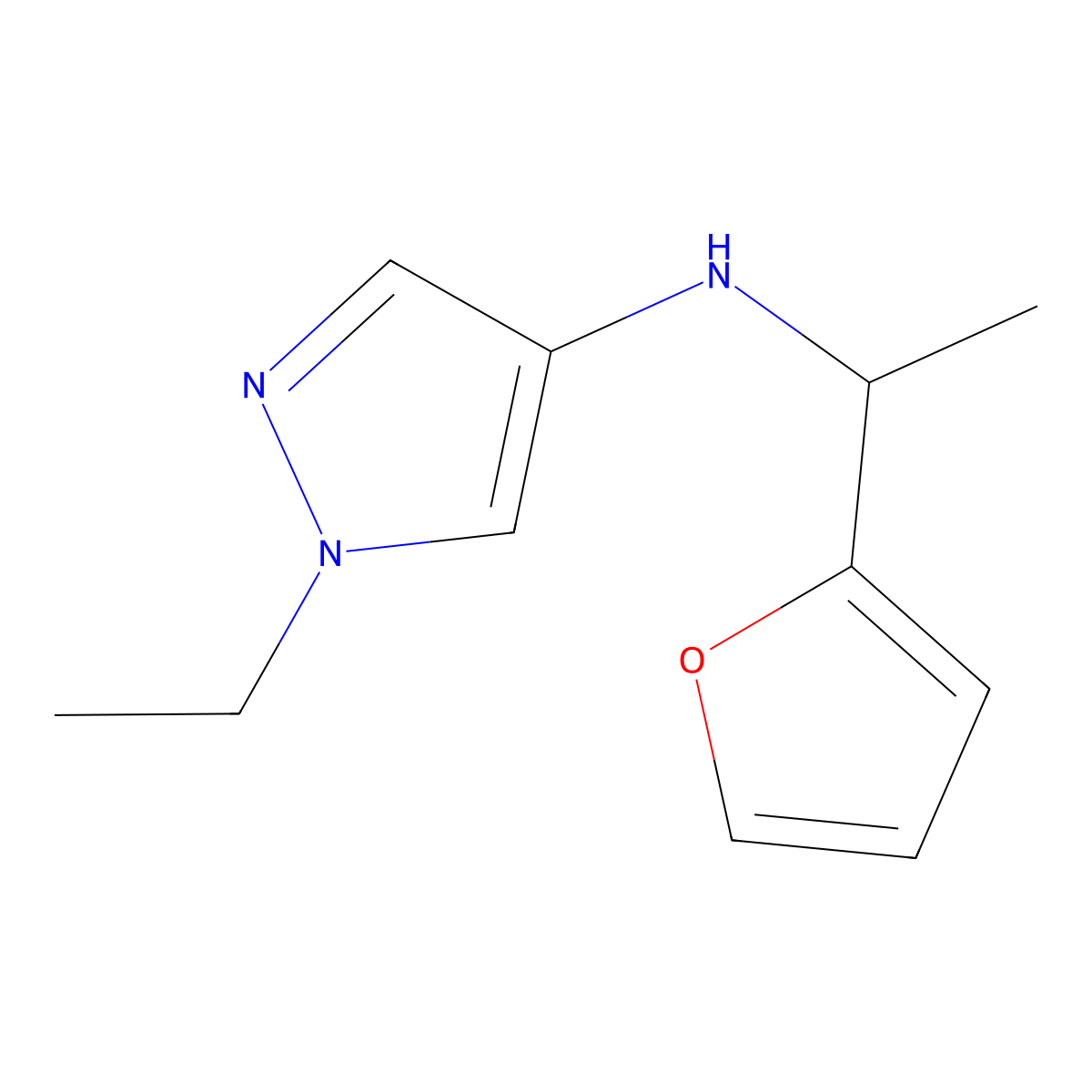 1-Ethyl-N-[1-(furan-2-yl)ethyl]-1H-pyrazol-4-amine molecular structure, CAS 1153206-37-1