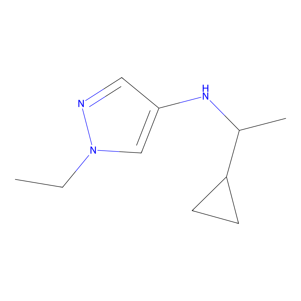 N-(1-cyclopropylethyl)-1-ethyl-1H-pyrazol-4-amine molecular structure, CAS 1153206-43-9