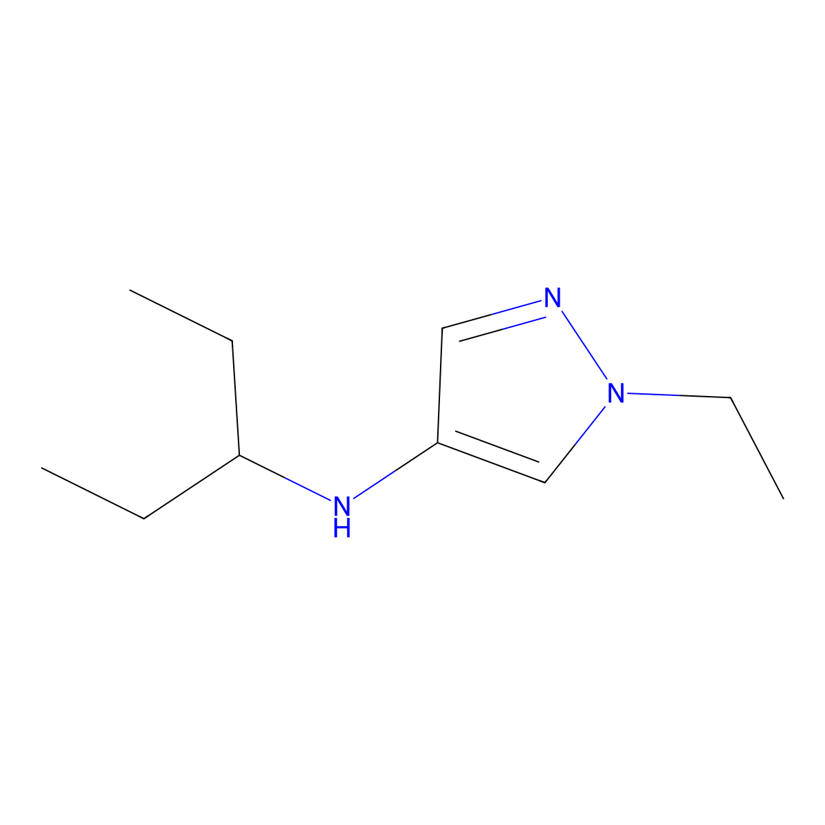 1-Ethyl-N-(pentan-3-yl)-1H-pyrazol-4-amine molecular structure, CAS 1153206-70-2