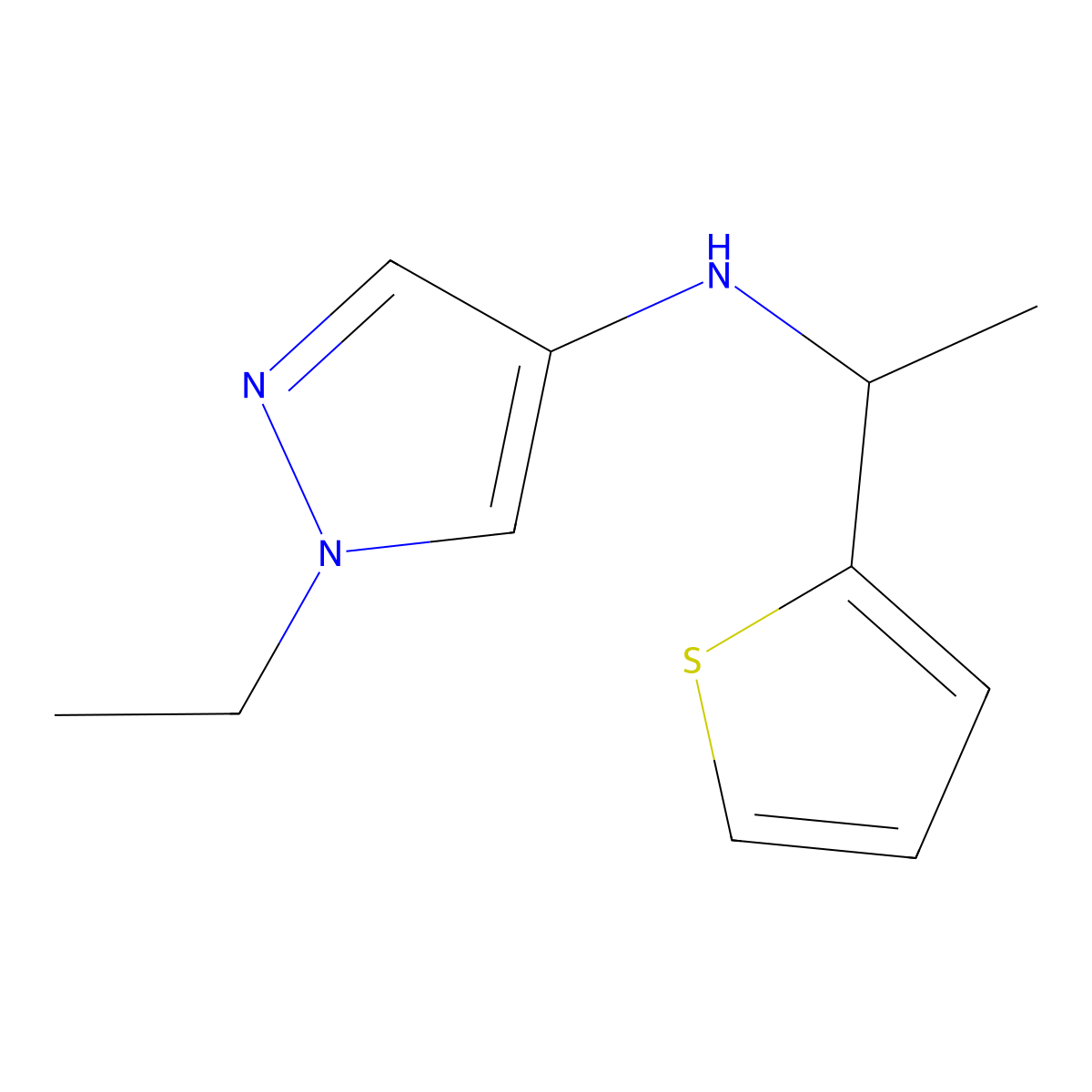 1-Ethyl-N-[1-(thiophen-2-yl)ethyl]-1H-pyrazol-4-amine molecular structure, CAS 1153206-95-1