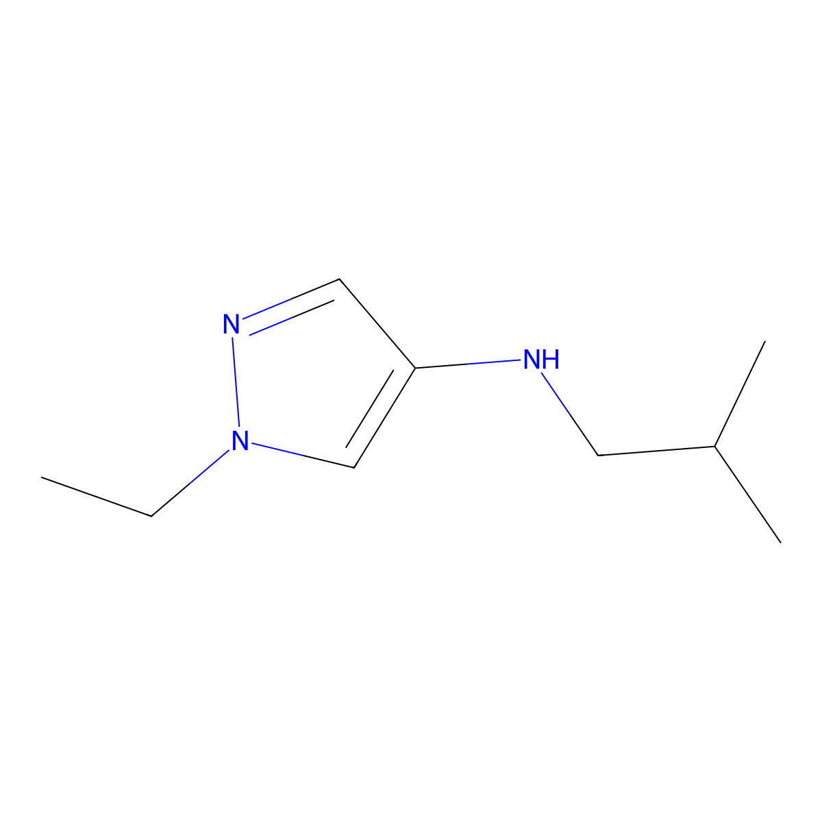 1-ethyl-N-(2-methylpropyl)-1H-pyrazol-4-amine molecular structure, CAS 1153208-70-8