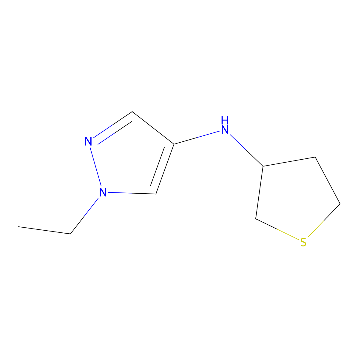 1-ethyl-N-(thiolan-3-yl)-1H-pyrazol-4-amine molecular structure, CAS 1153209-01-8