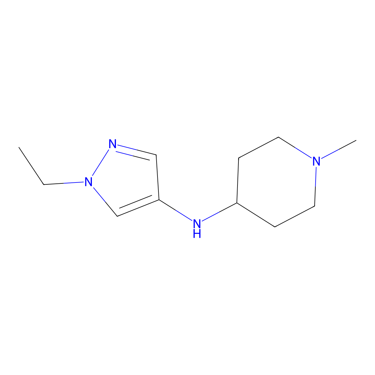 N-(1-Ethyl-1H-pyrazol-4-yl)-1-methylpiperidin-4-amine molecular structure, CAS 1153209-46-1