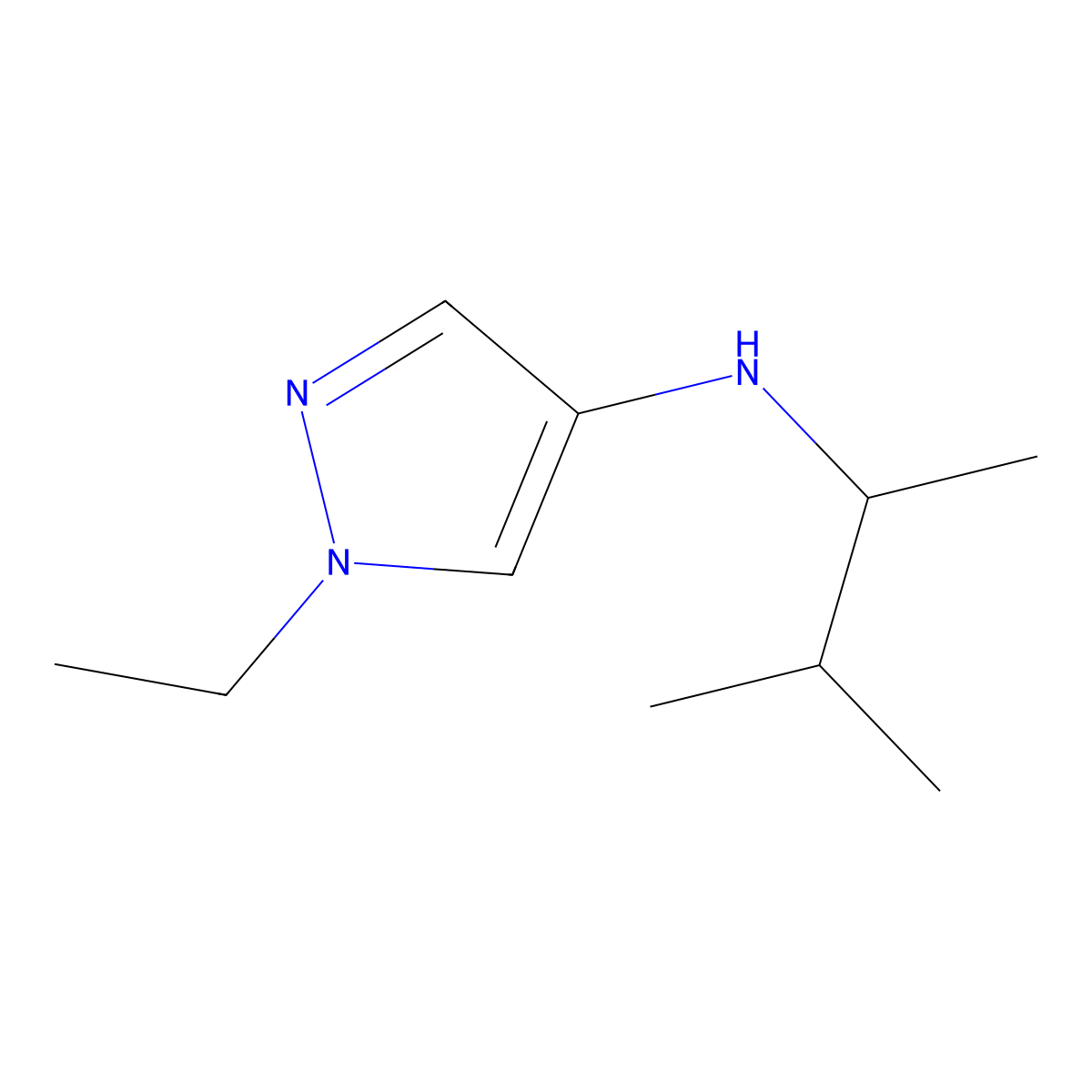 1-ethyl-N-(3-methylbutan-2-yl)-1H-pyrazol-4-amine molecular structure, CAS 1153210-22-0