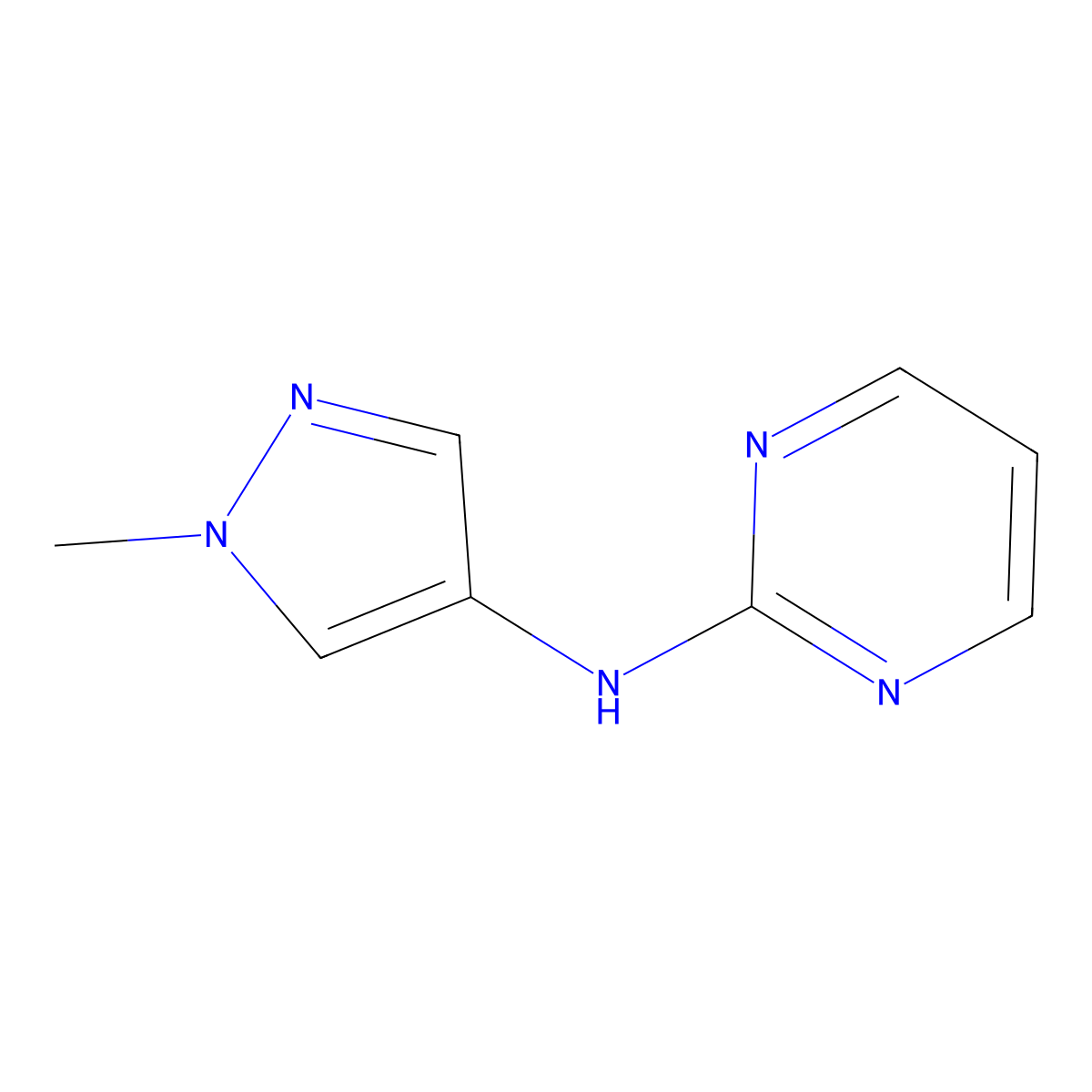 N-(1-methyl-1H-pyrazol-4-yl)pyrimidin-2-amine molecular structure, CAS 1153210-84-4