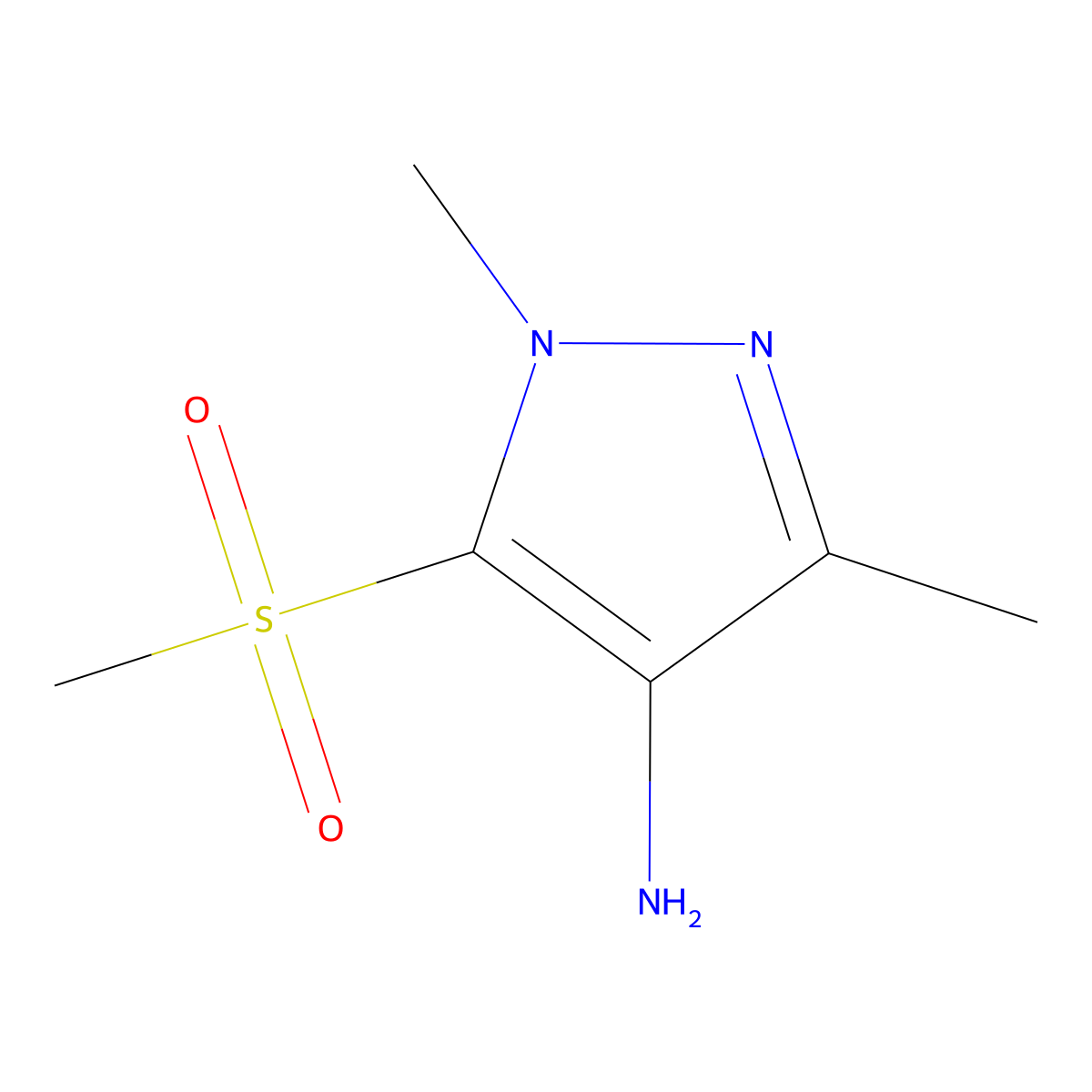 5-methanesulfonyl-1,3-dimethyl-1H-pyrazol-4-amine molecular structure, CAS 1153214-51-7