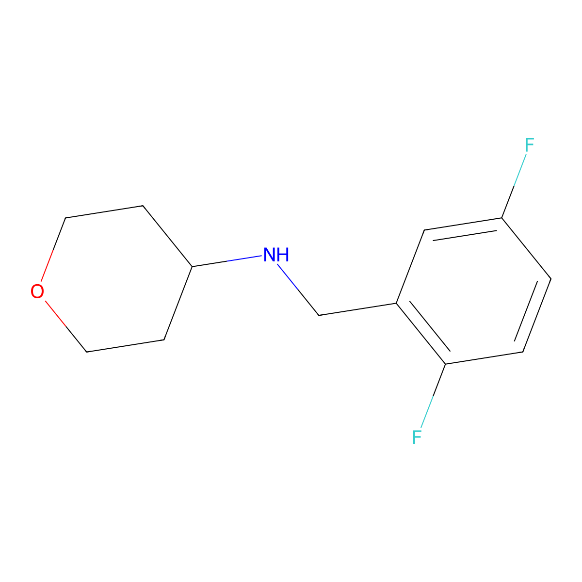 N-[(2,5-difluorophenyl)methyl]oxan-4-amine molecular structure, CAS 1153224-30-6