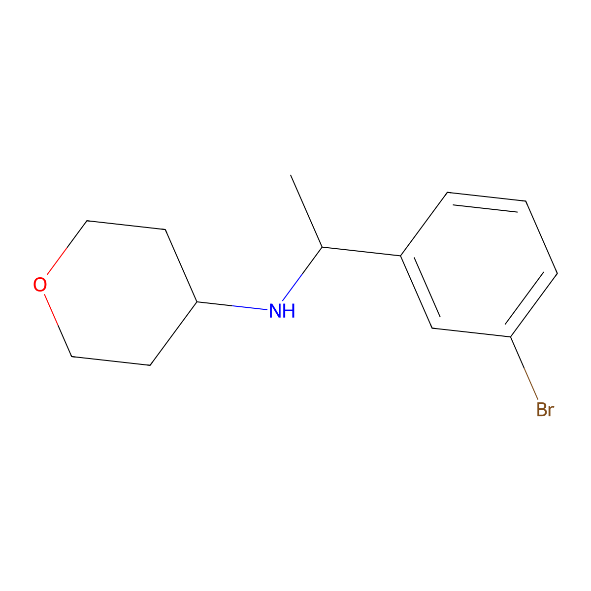 N-[1-(3-bromophenyl)ethyl]oxan-4-amine molecular structure, CAS 1153227-21-4