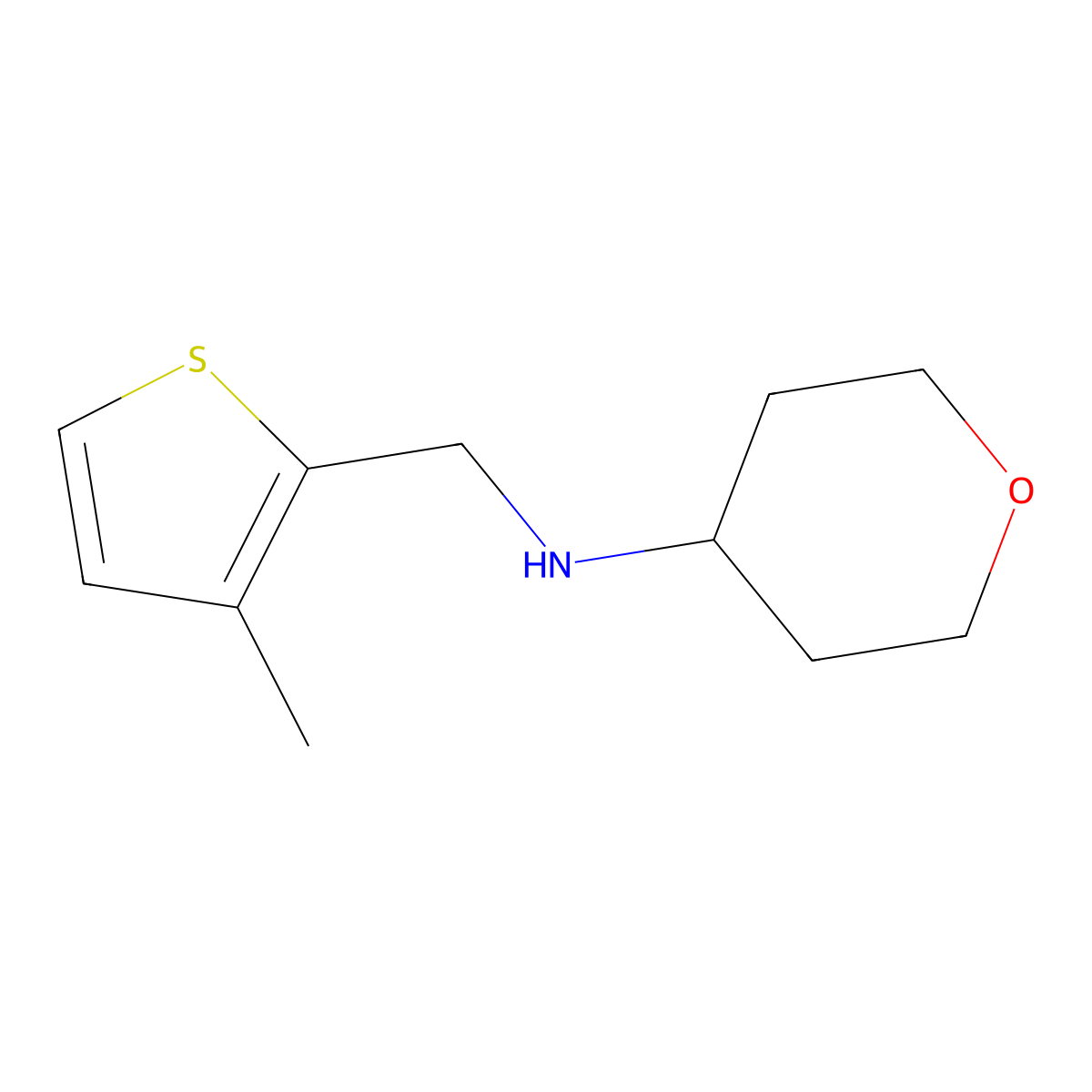 N-[(3-methylthiophen-2-yl)methyl]oxan-4-amine molecular structure, CAS 1153227-82-7