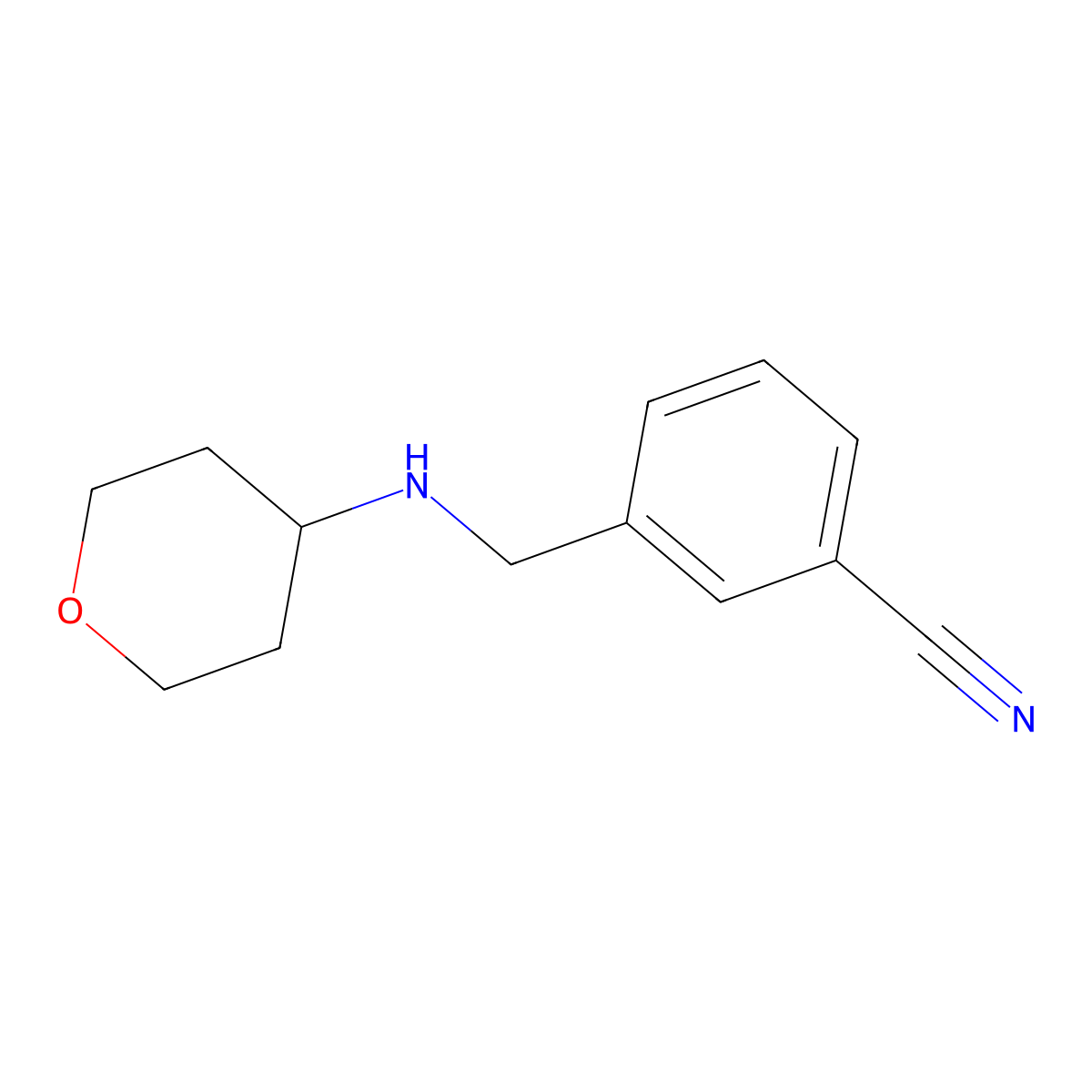 3-(((Tetrahydro-2H-pyran-4-yl)amino)methyl)benzonitrile molecular structure, CAS 1153228-98-8