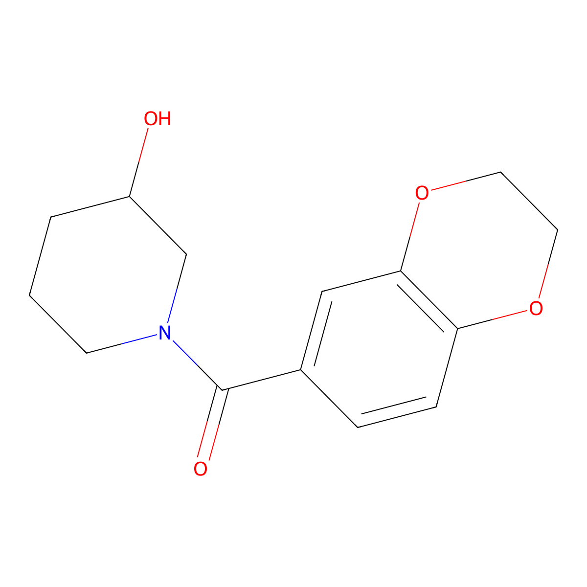 (2,3-Dihydrobenzo[b][1,4]dioxin-6-yl)(3-hydroxypiperidin-1-yl)methanone molecular structure, CAS 1153231-92-5