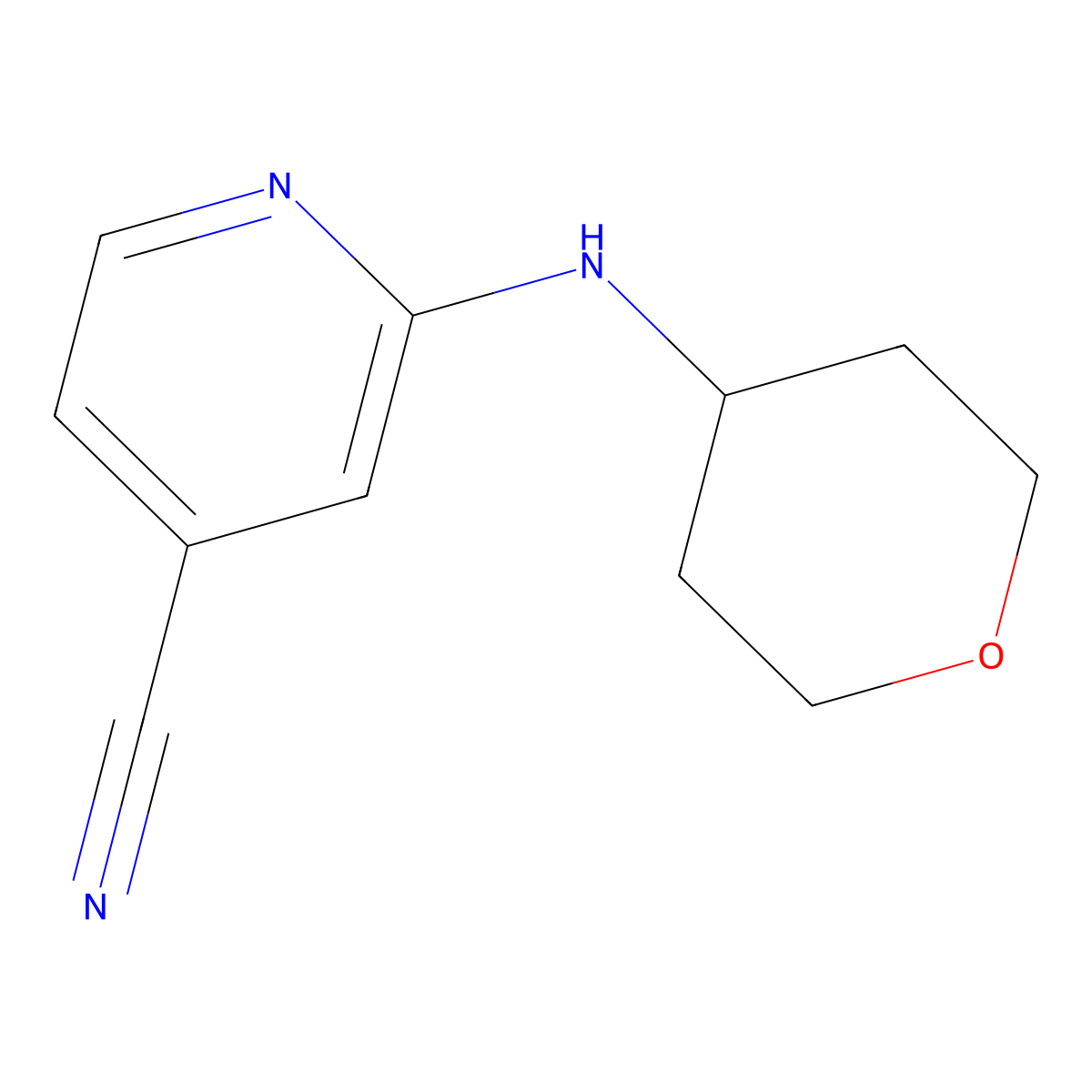 2-[(Oxan-4-yl)amino]pyridine-4-carbonitrile molecular structure, CAS 1153232-11-1