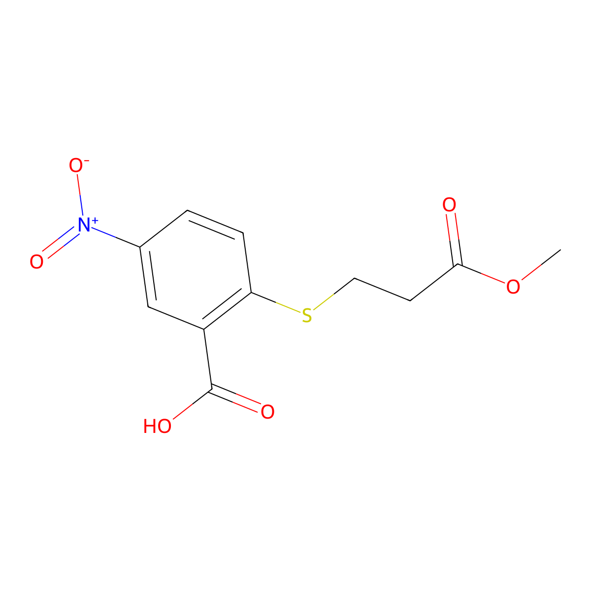2-[(3-Methoxy-3-oxopropyl)sulfanyl]-5-nitrobenzoic acid molecular structure, CAS 1153234-47-9