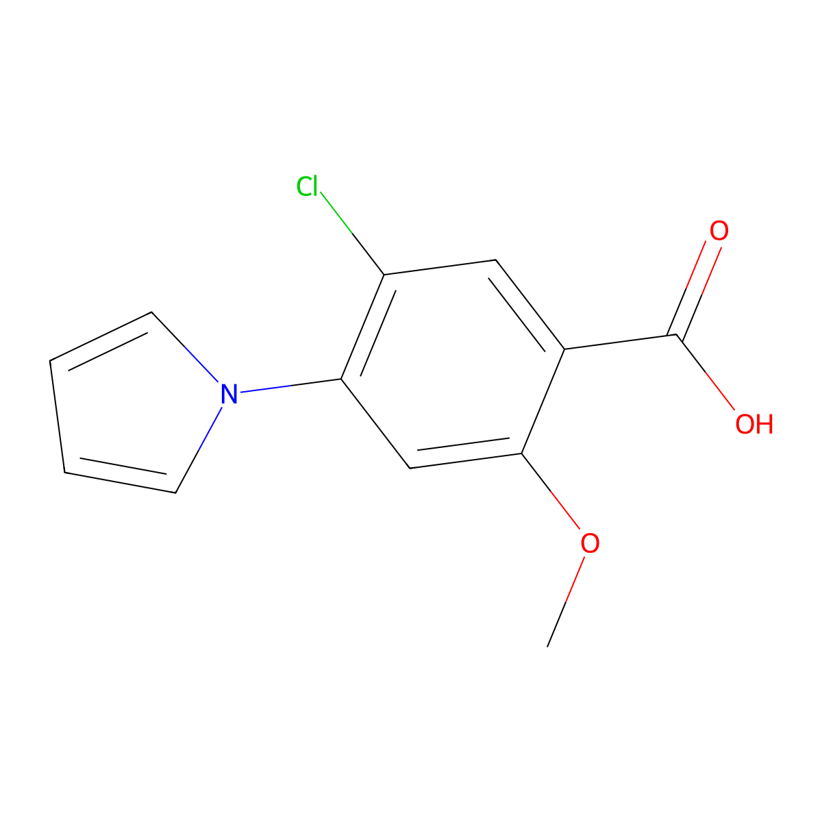 5-chloro-2-methoxy-4-(1H-pyrrol-1-yl)benzoic acid molecular structure, CAS 1153234-69-5