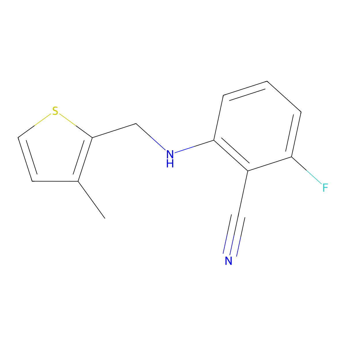 2-Fluoro-6-(((3-methylthiophen-2-yl)methyl)amino)benzonitrile molecular structure, CAS 1153235-04-1