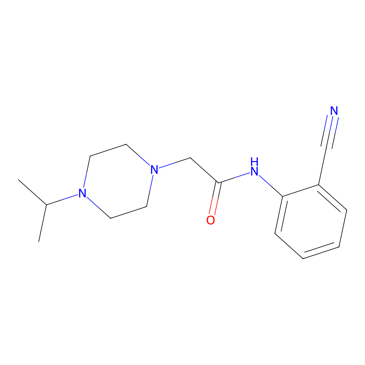 N-(2-cyanophenyl)-2-[4-(propan-2-yl)piperazin-1-yl]acetamide molecular structure, CAS 1153235-63-2