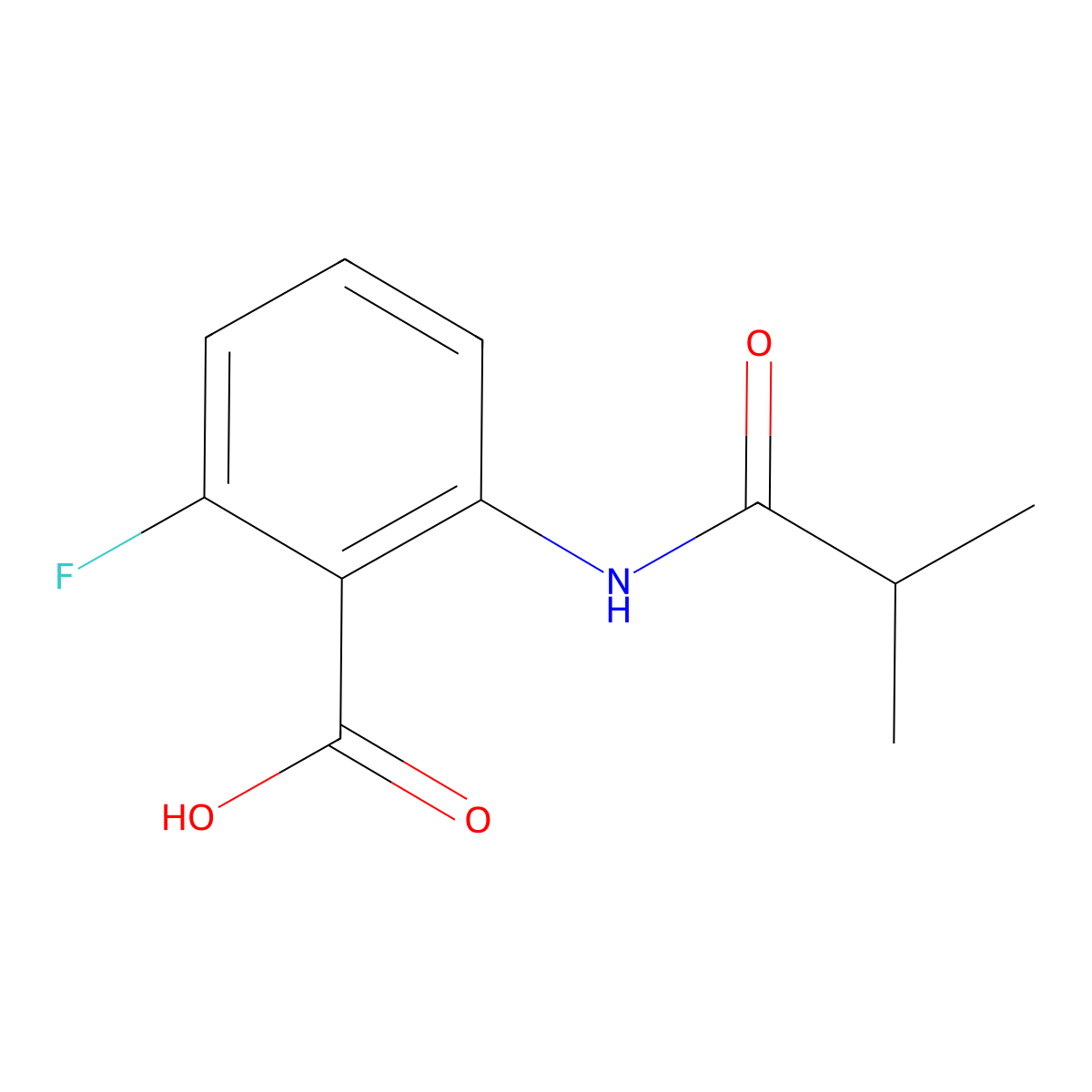 2-Fluoro-6-(2-methylpropanamido)benzoic acid molecular structure, CAS 1153235-86-9