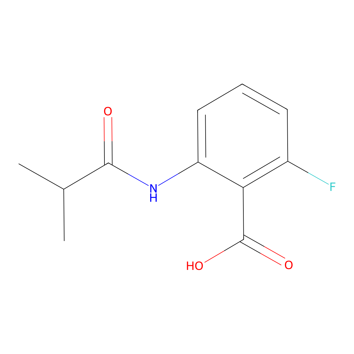 2-Fluoro-6-(2-methylpropanamido)benzoic acid molecular structure, CAS 1153235-86-9