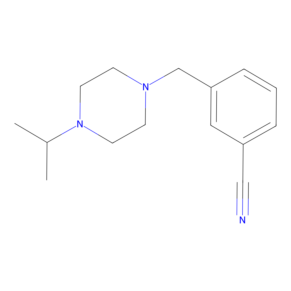 3-{[4-(Propan-2-yl)piperazin-1-yl]methyl}benzonitrile molecular structure, CAS 1153235-87-0