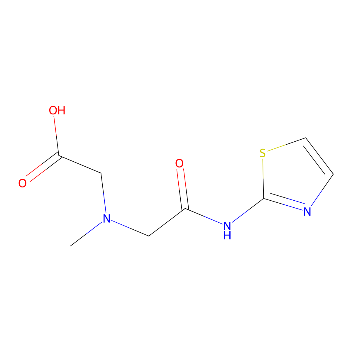 2-(Methyl(2-oxo-2-(thiazol-2-ylamino)ethyl)amino)acetic acid molecular structure, CAS 1153236-63-5